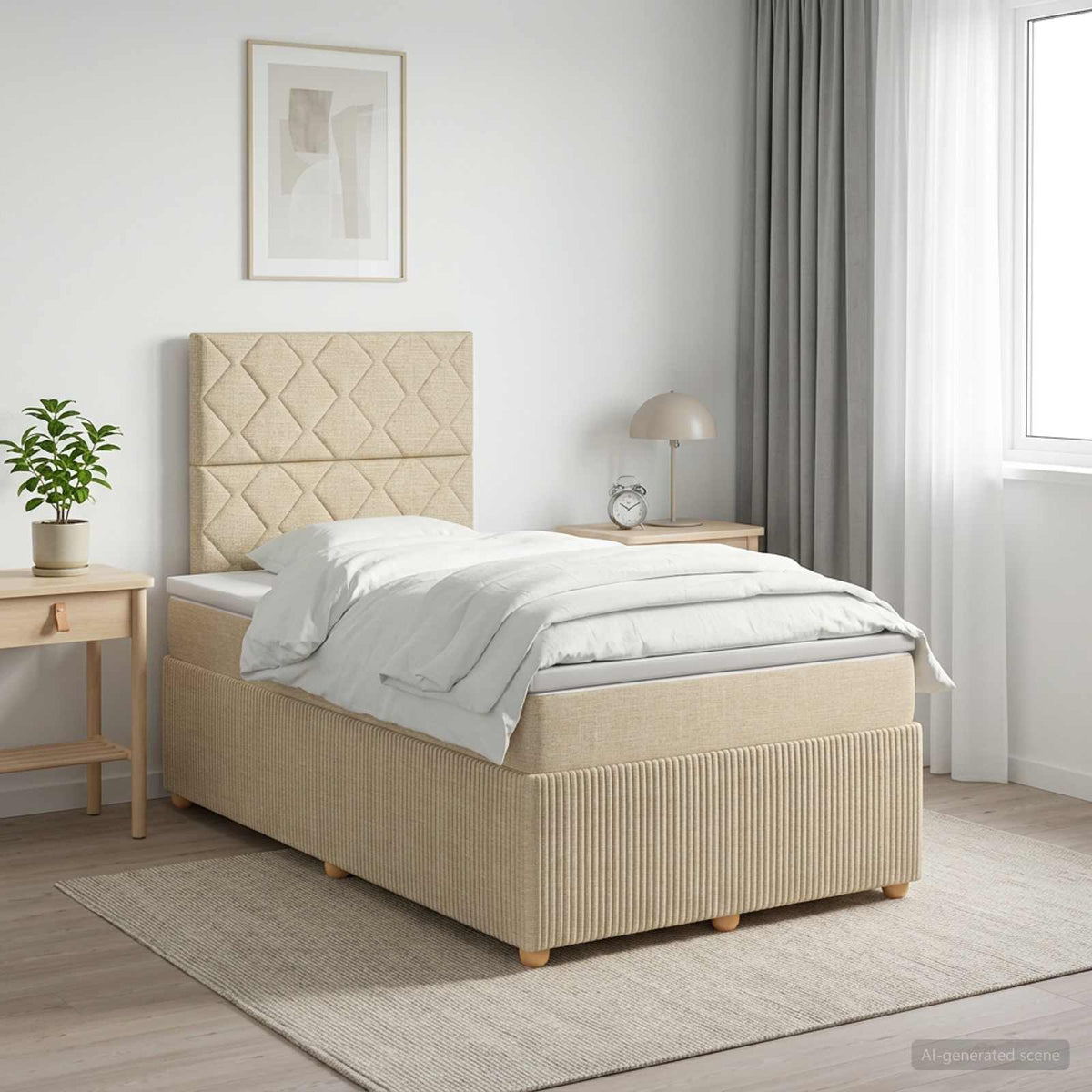 Lit Boxspring Avec Matelas Tissu