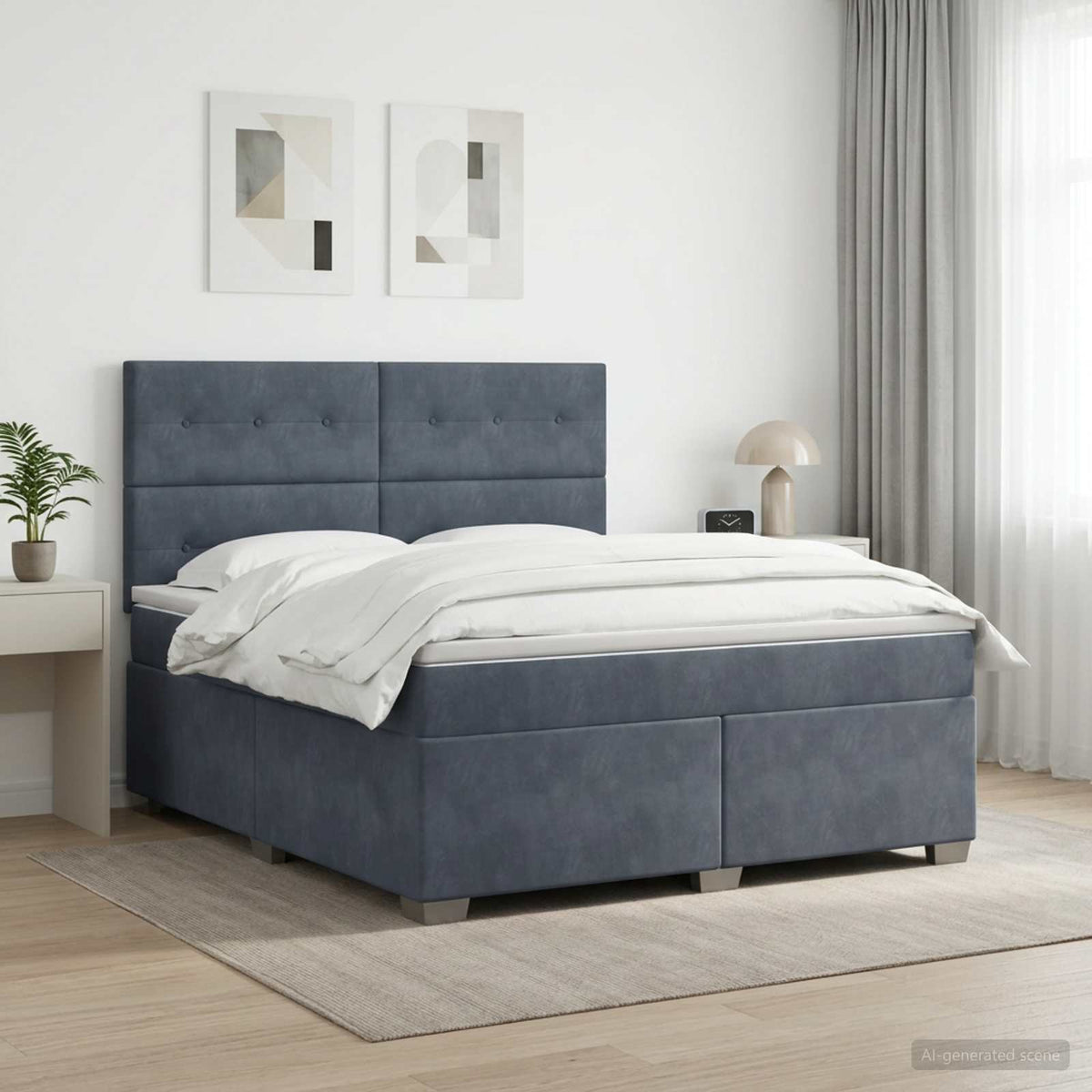 Lit Boxspring Avec Matelas Velours