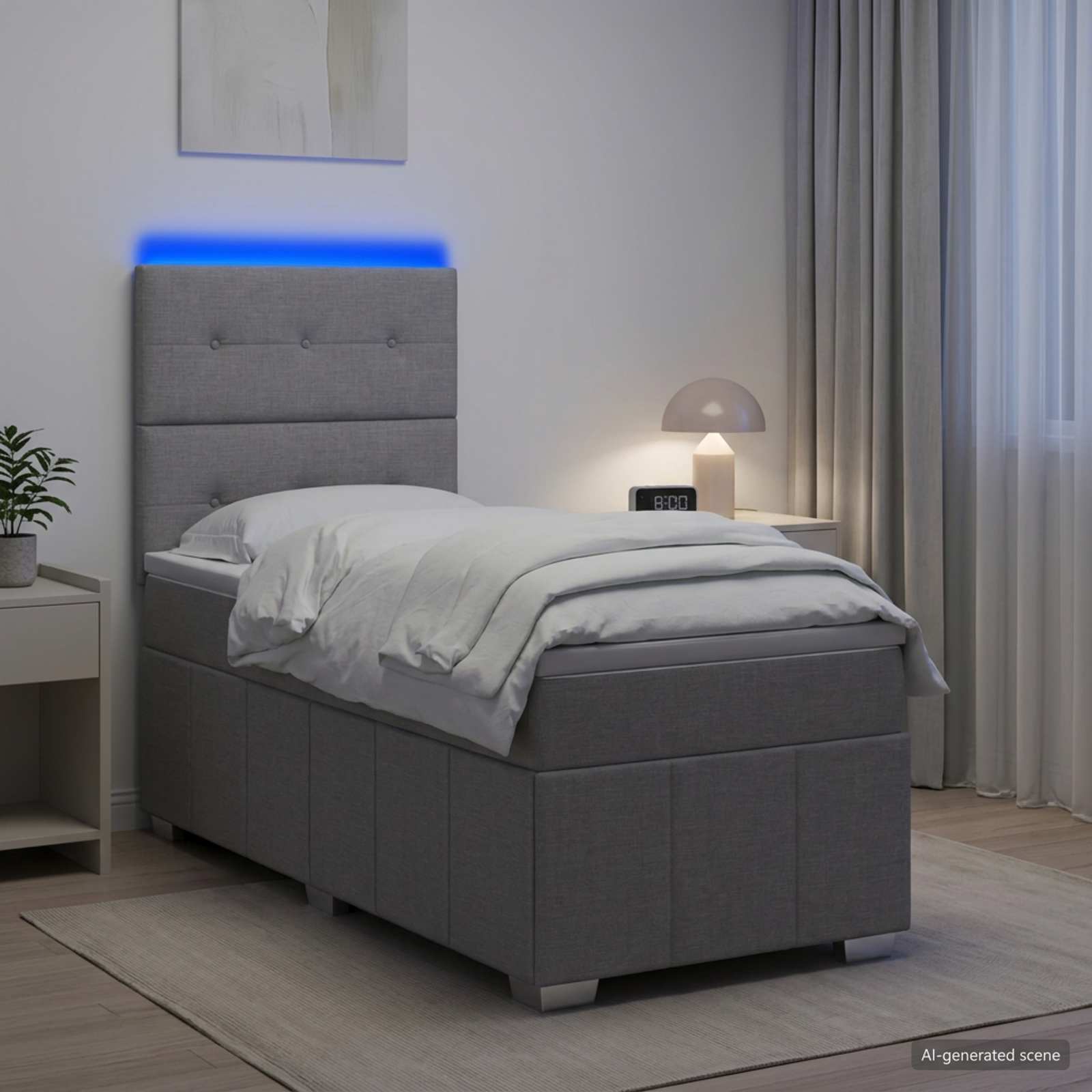 Lit Boxspring Led Avec Matelas Tissu