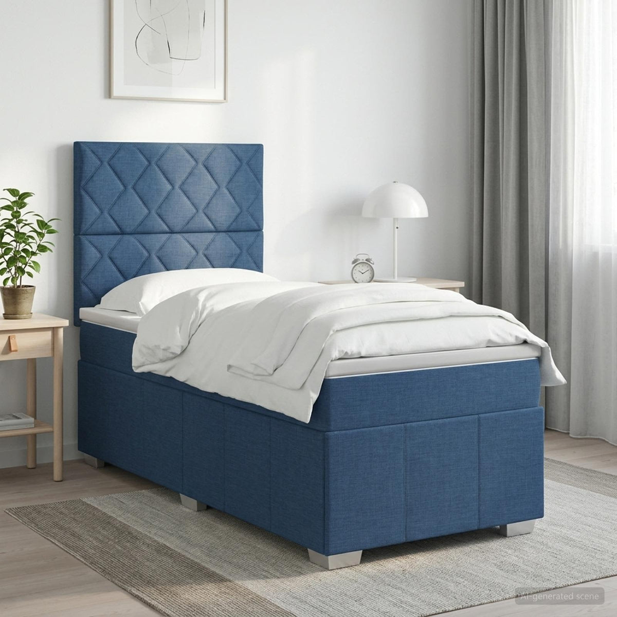 Lit Boxspring Led Avec Matelas Tissu