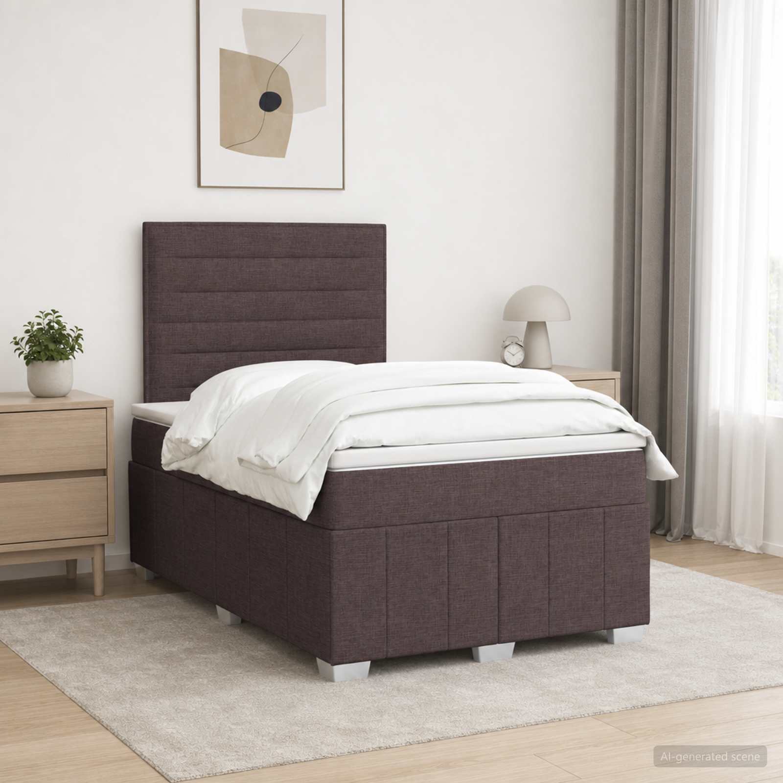 Lit Boxspring Led Avec Matelas Tissu