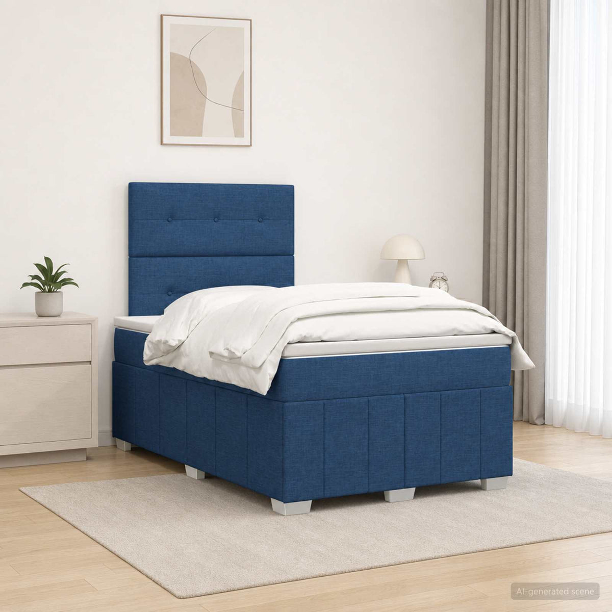 Lit Boxspring Led Avec Matelas Tissu