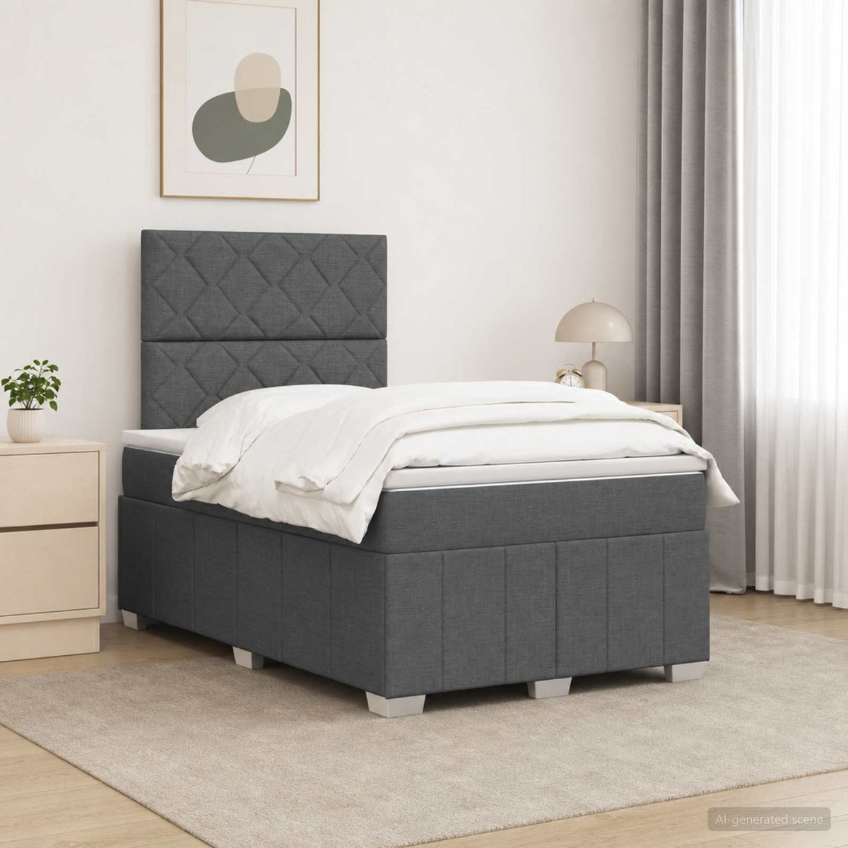 Lit Boxspring Led Avec Matelas Tissu