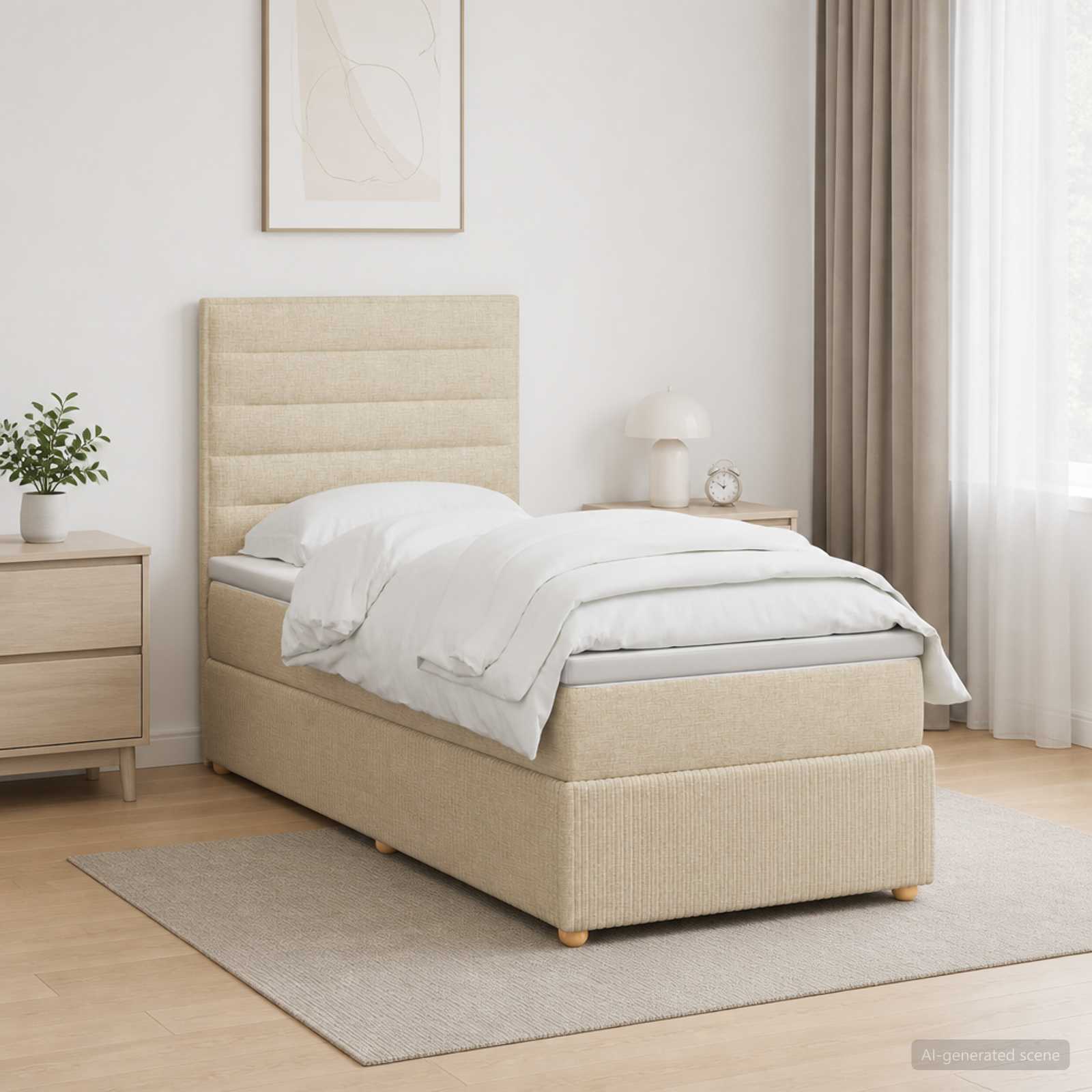Lit Boxspring Led Avec Matelas Tissu