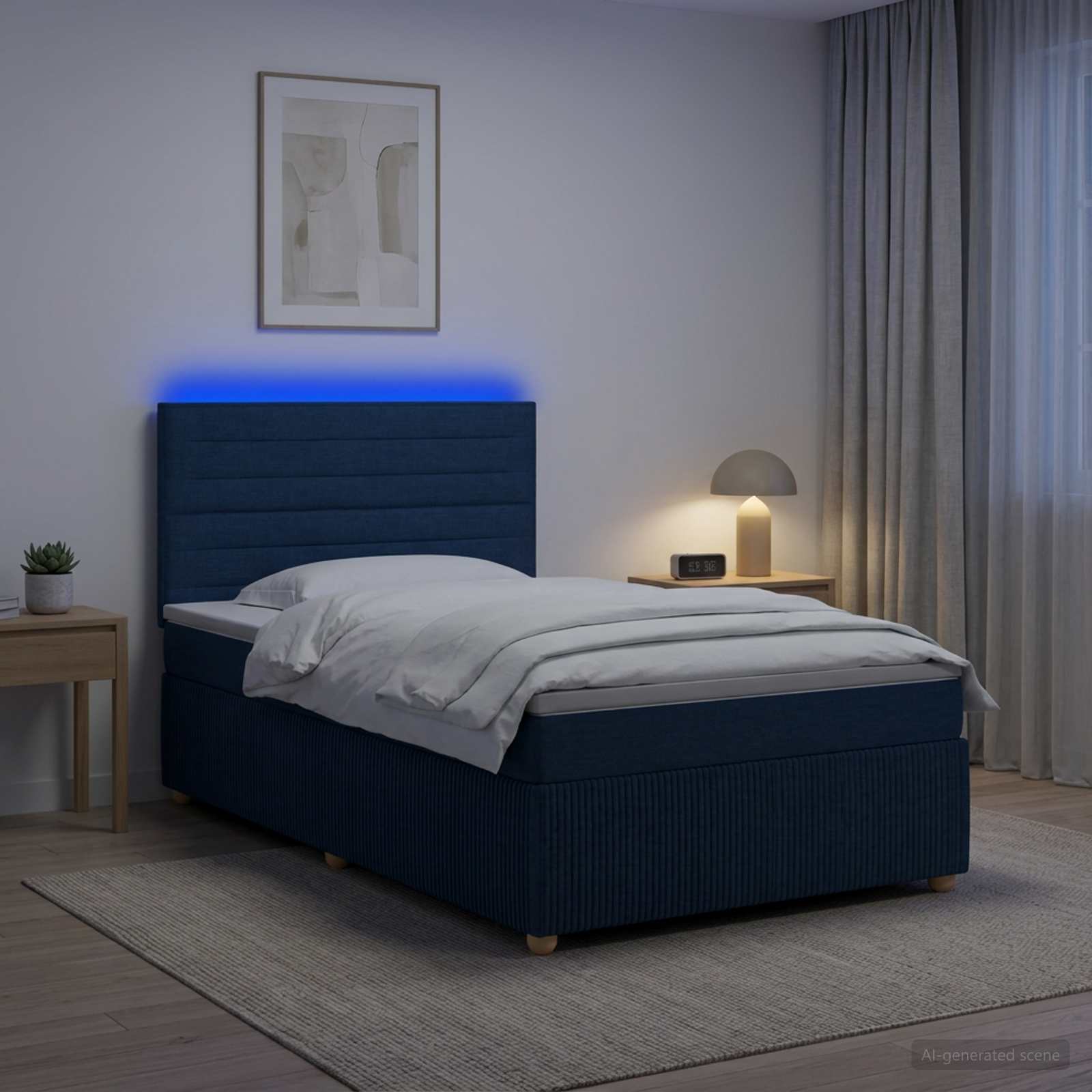 Lit Boxspring Led Avec Matelas Tissu