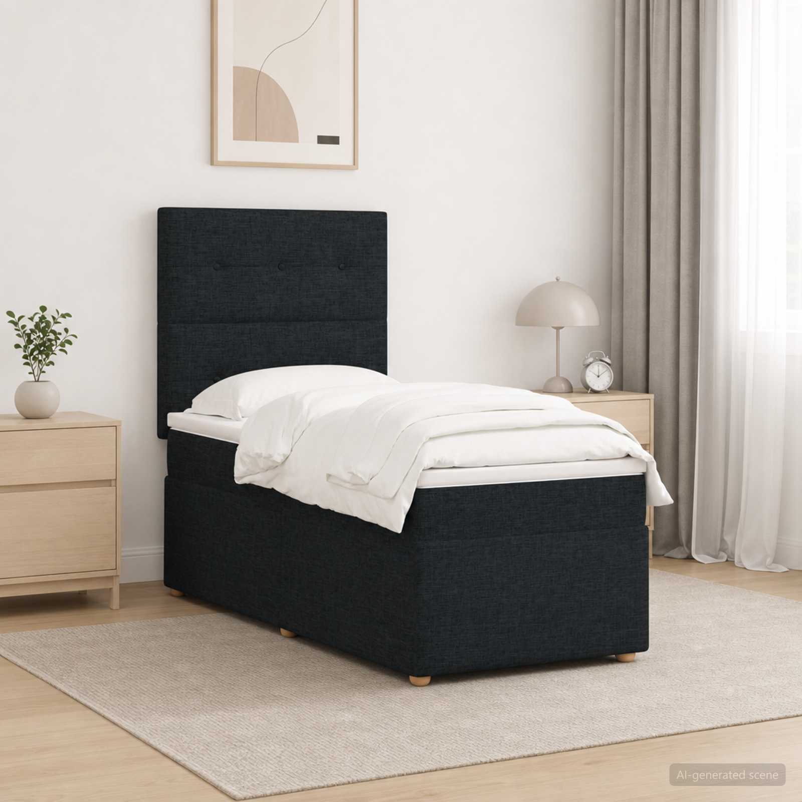 Lit Boxspring Led Avec Matelas Tissu