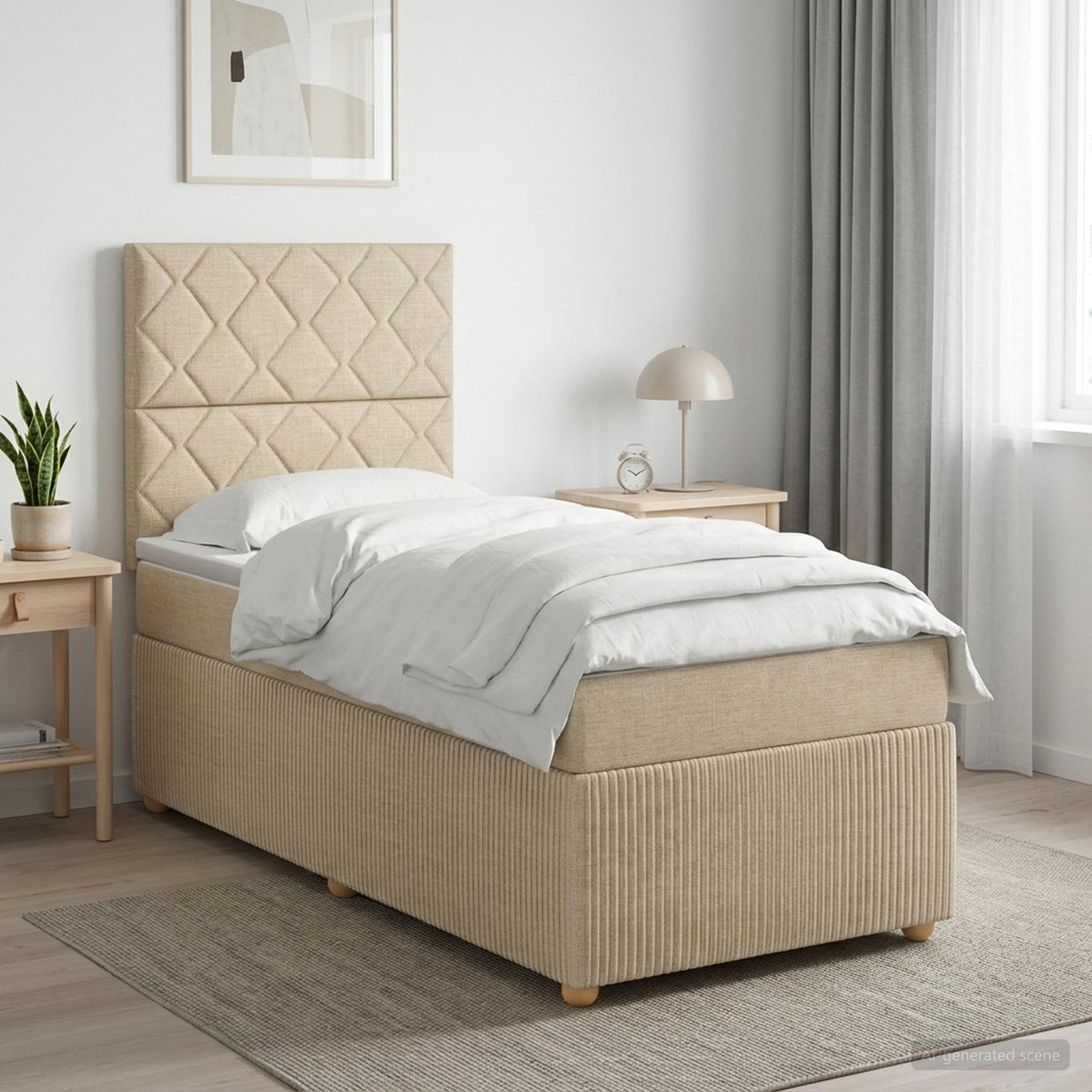 Lit Boxspring Led Avec Matelas Tissu