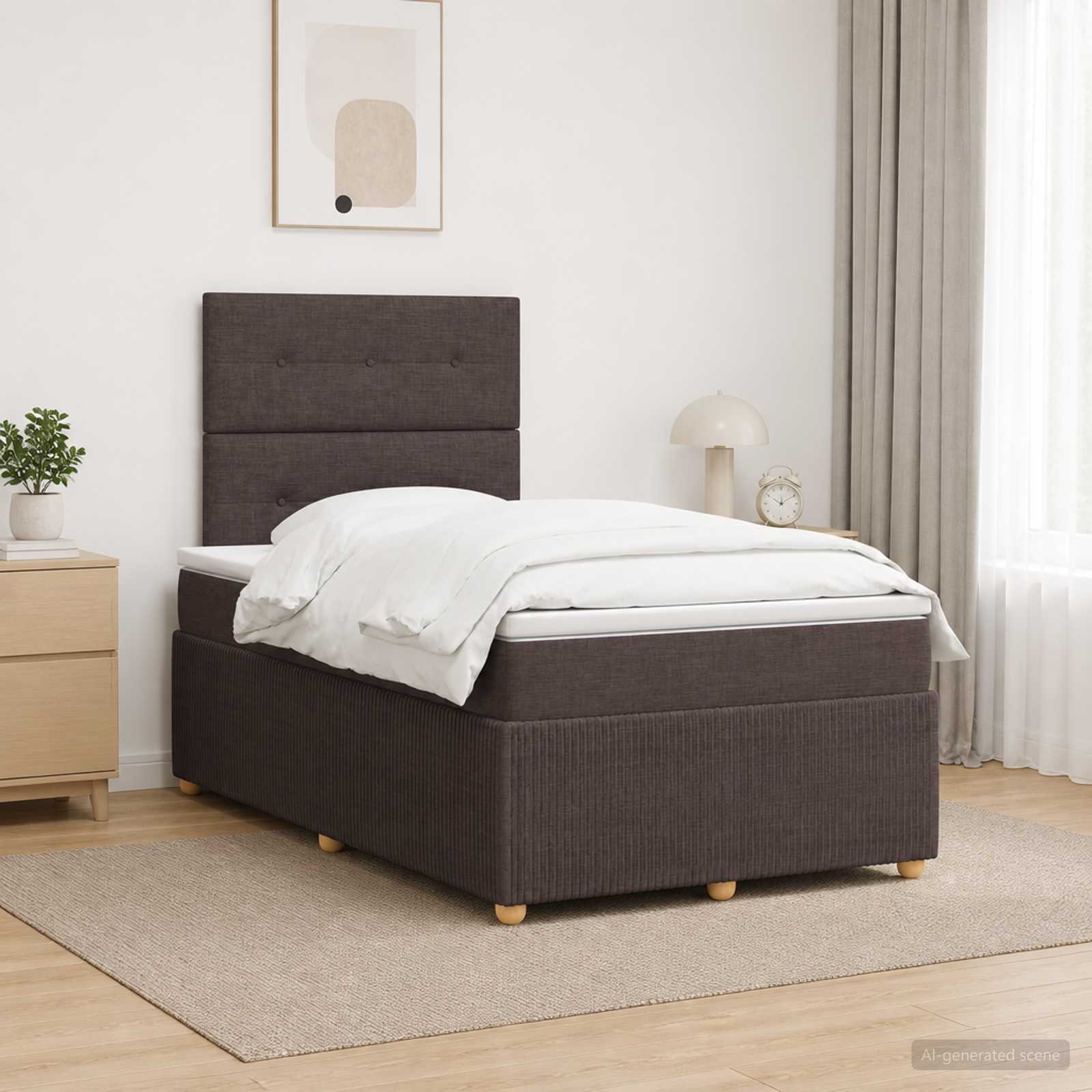 Lit Boxspring Led Avec Matelas Tissu