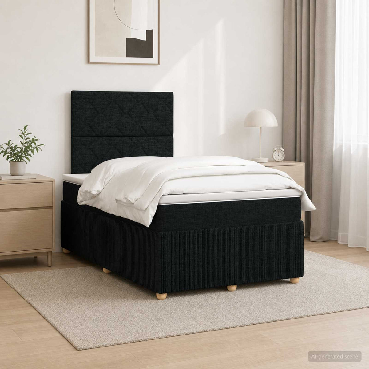 Lit Boxspring Led Avec Matelas Tissu