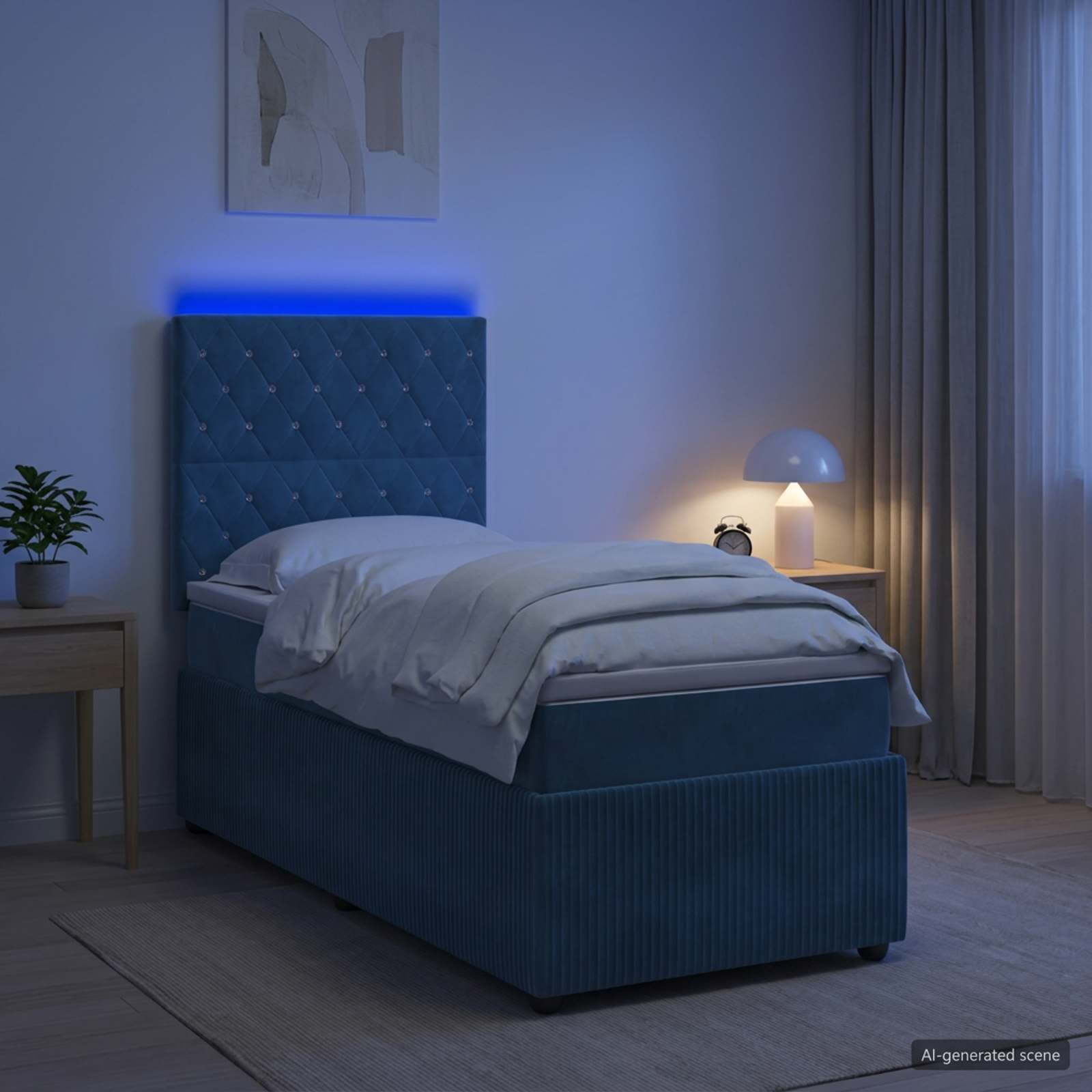 Lit Boxspring Led Avec Matelas Velours