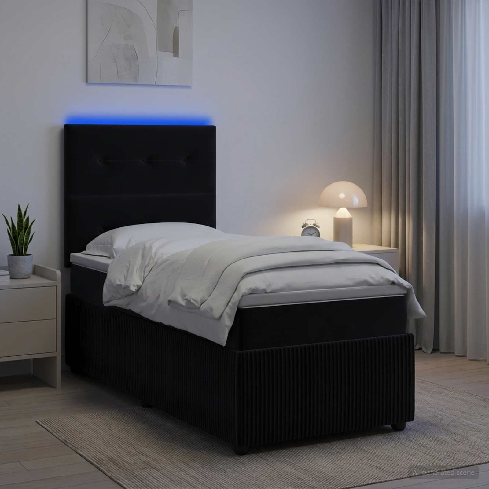 Lit Boxspring Led Avec Matelas Velours