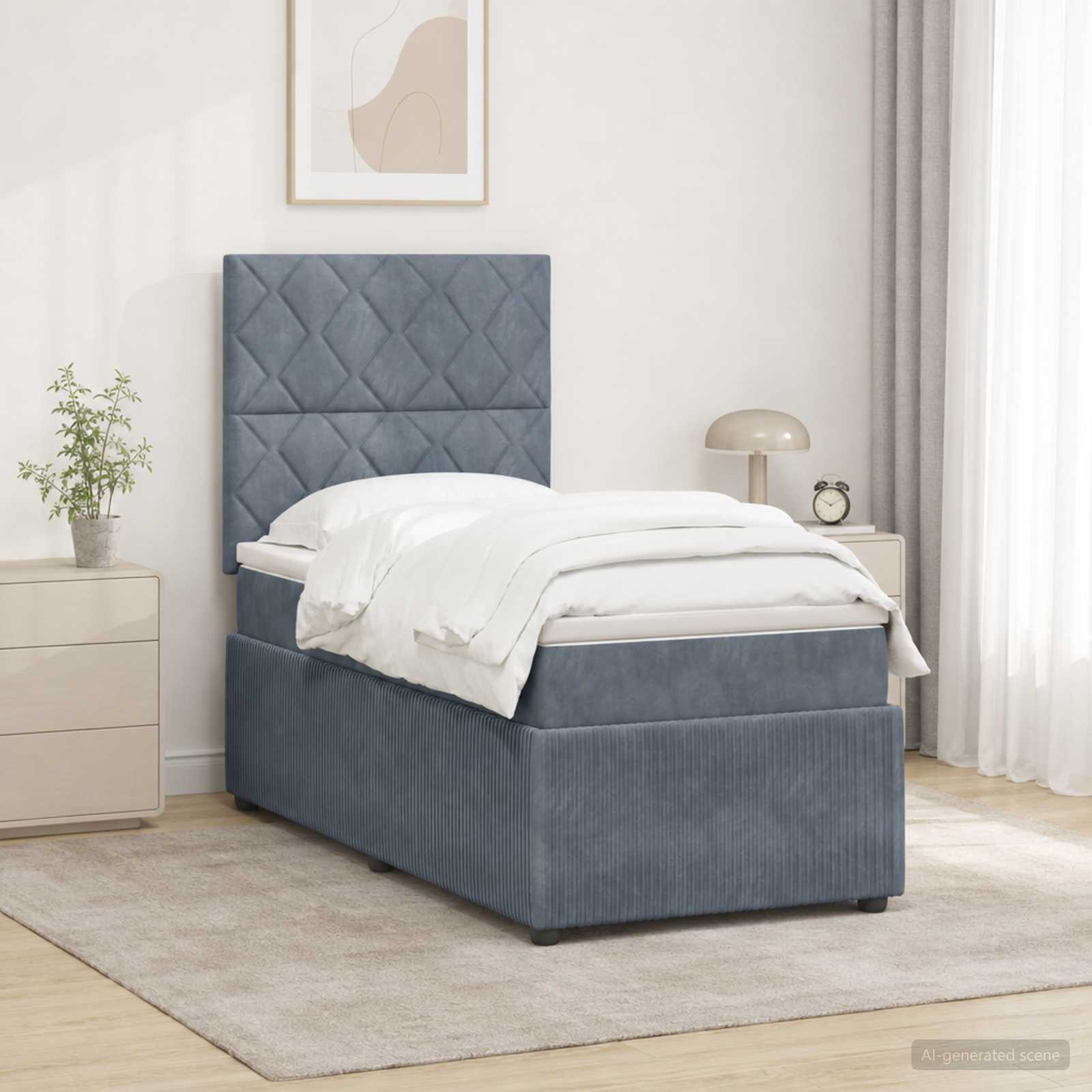 Lit Boxspring Led Avec Matelas Velours