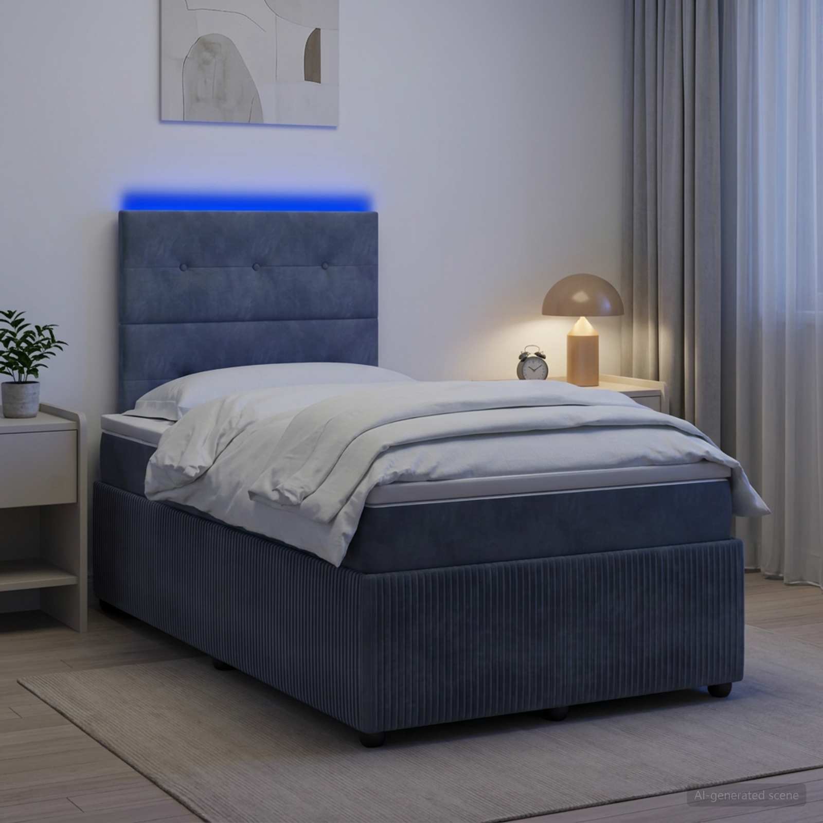 Lit Boxspring Led Avec Matelas Velours