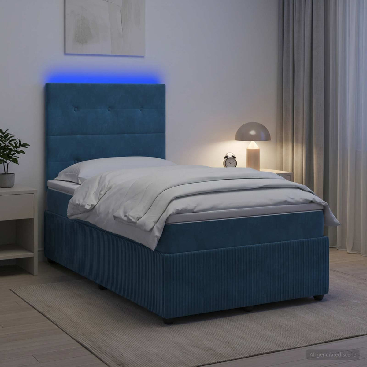 Lit Boxspring Led Avec Matelas Velours