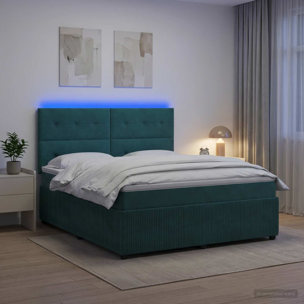 Lit Boxspring Led Avec Matelas Velours