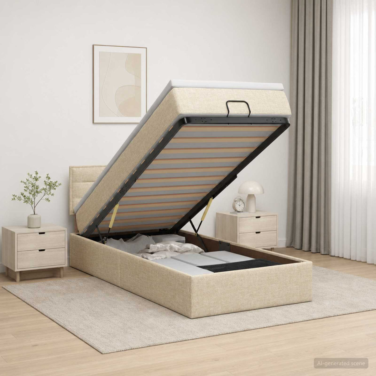 Lit Ottoman Avec Matelas Tissu