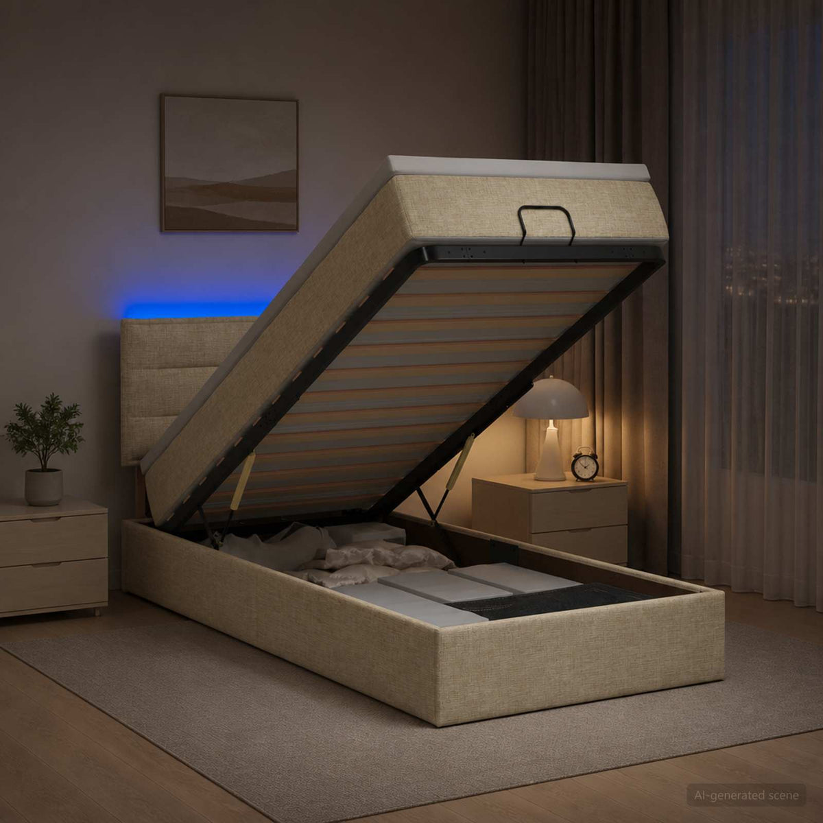 Lit Ottoman Avec Matelas Tissu