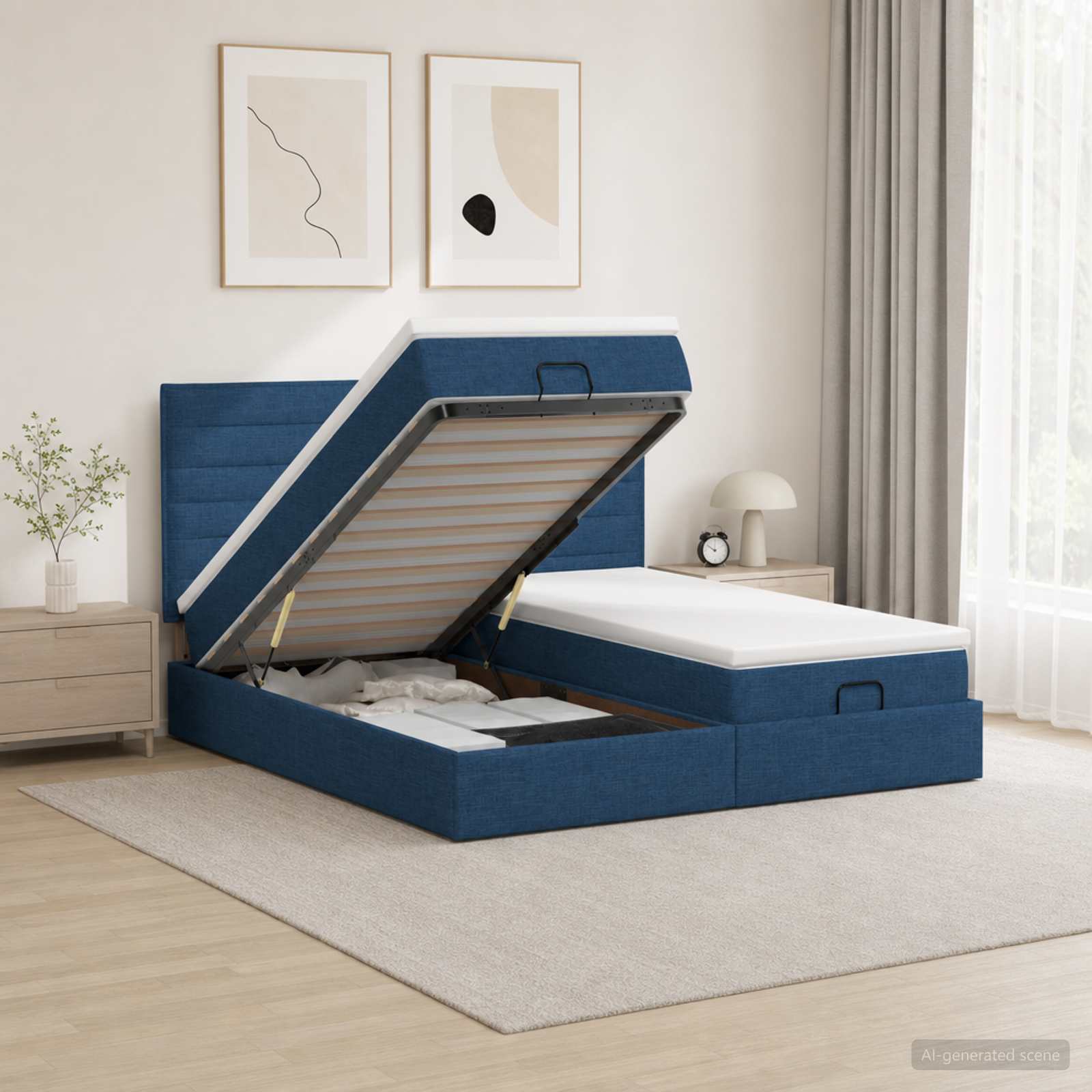 Cadre De Lit Ottoman Avec Matelas 200X200Cm Tissu
