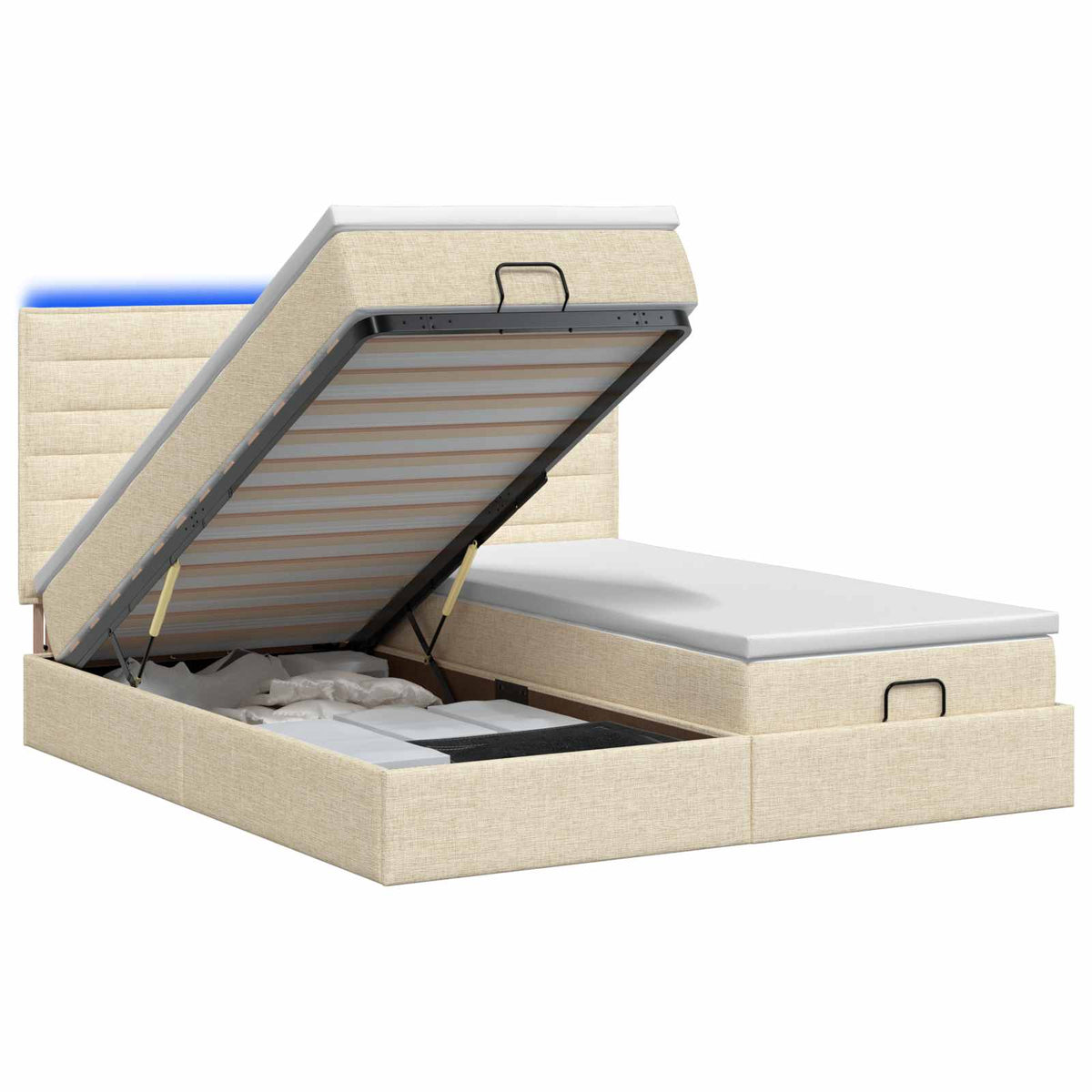 Cadre De Lit Ottoman Avec Matelas 200X200Cm Tissu
