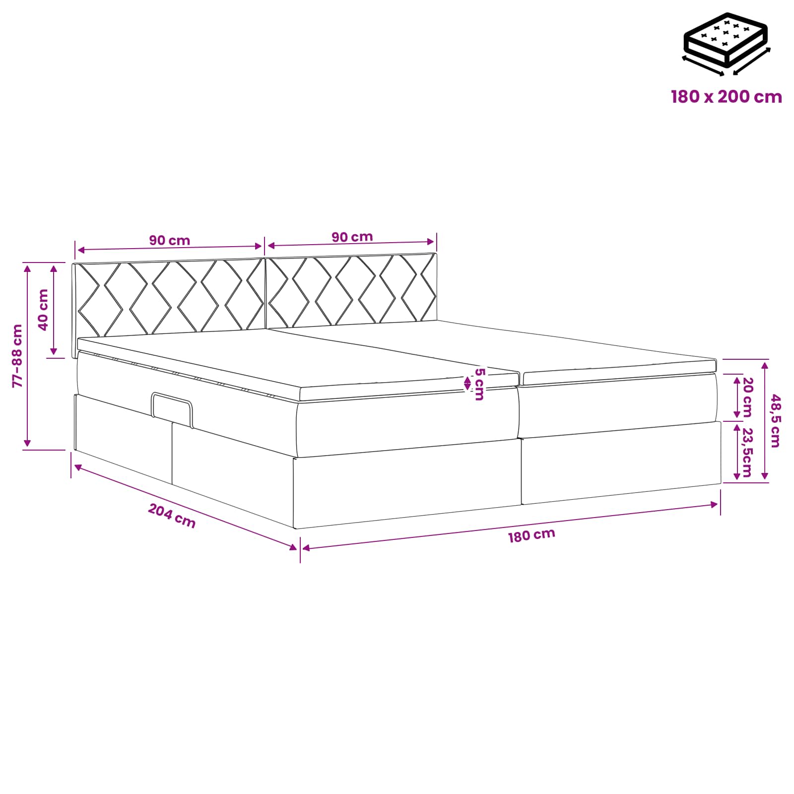 Lit De Rangement Avec Tête De Lit 2 Pc