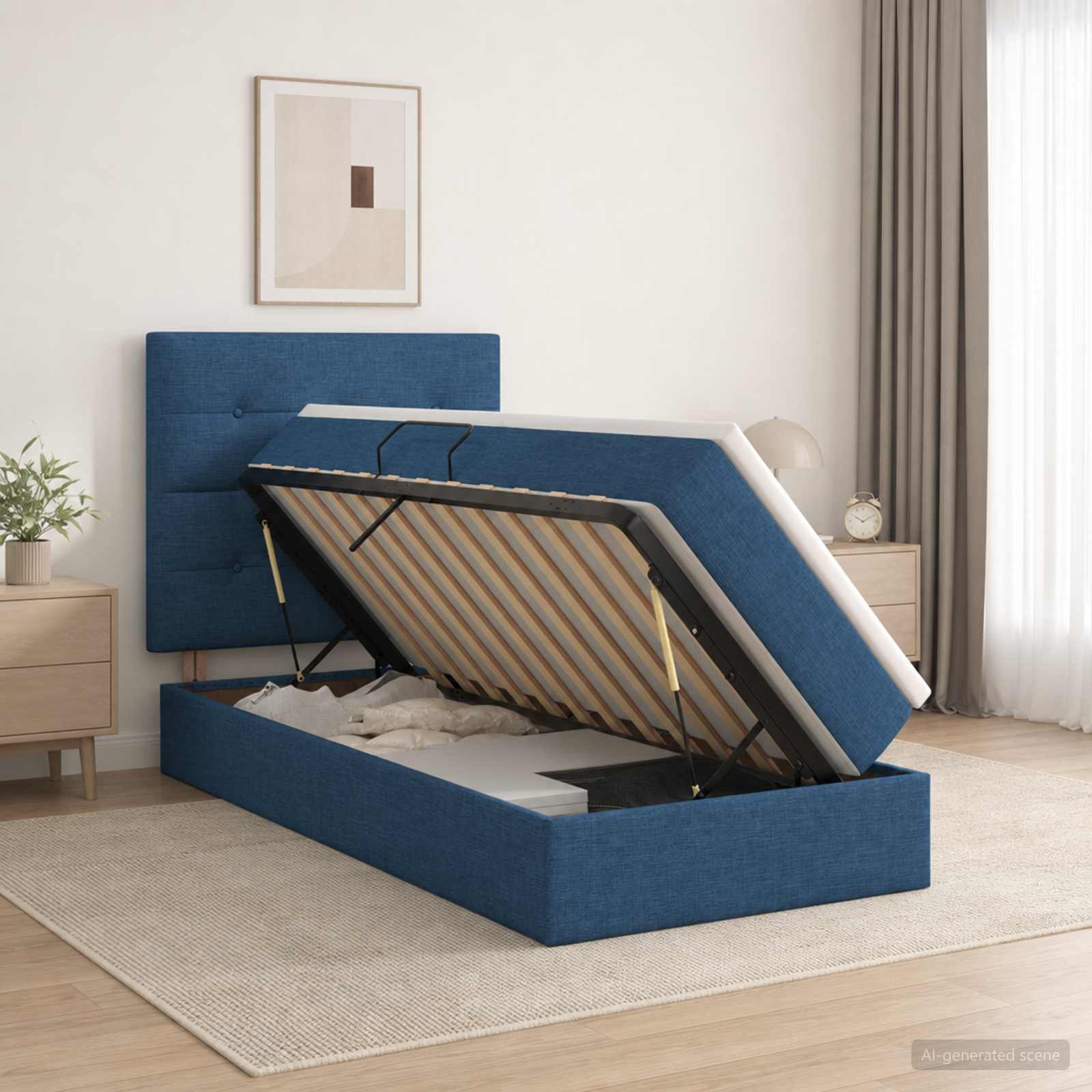 Lit De Rangement Led Avec Matelas Tissu
