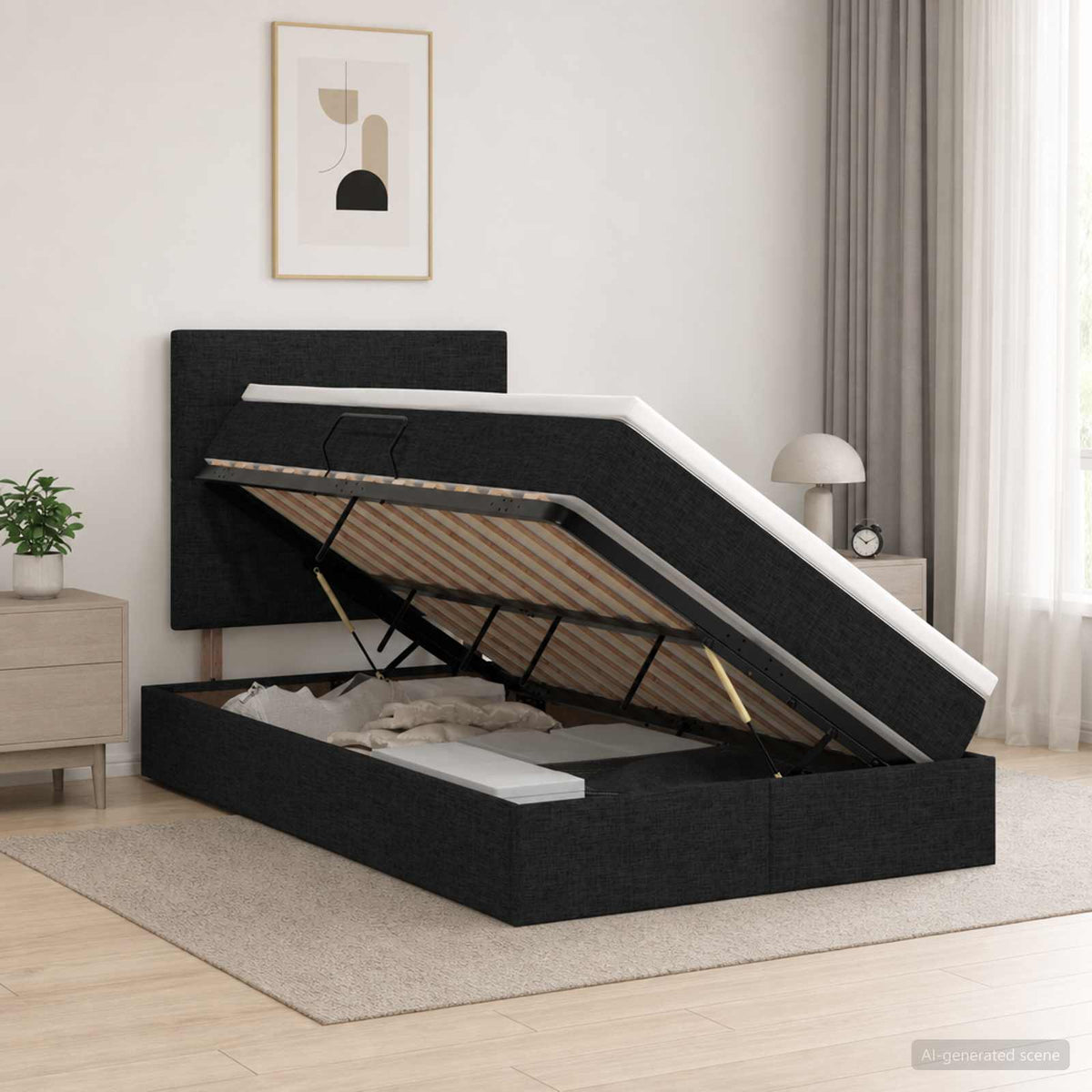 Lit De Rangement Led Avec Matelas Tissu