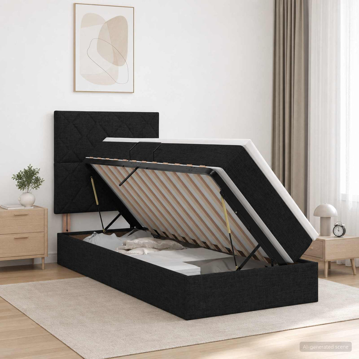 Lit De Rangement Led Avec Matelas Tissu