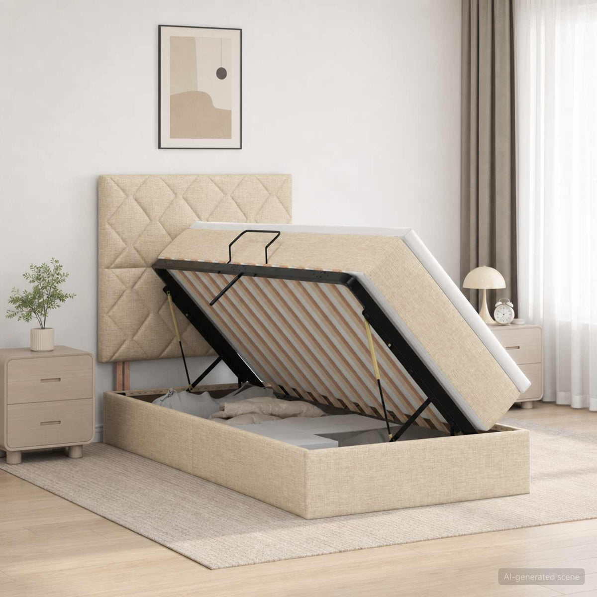 Lit De Rangement Led Avec Matelas Tissu