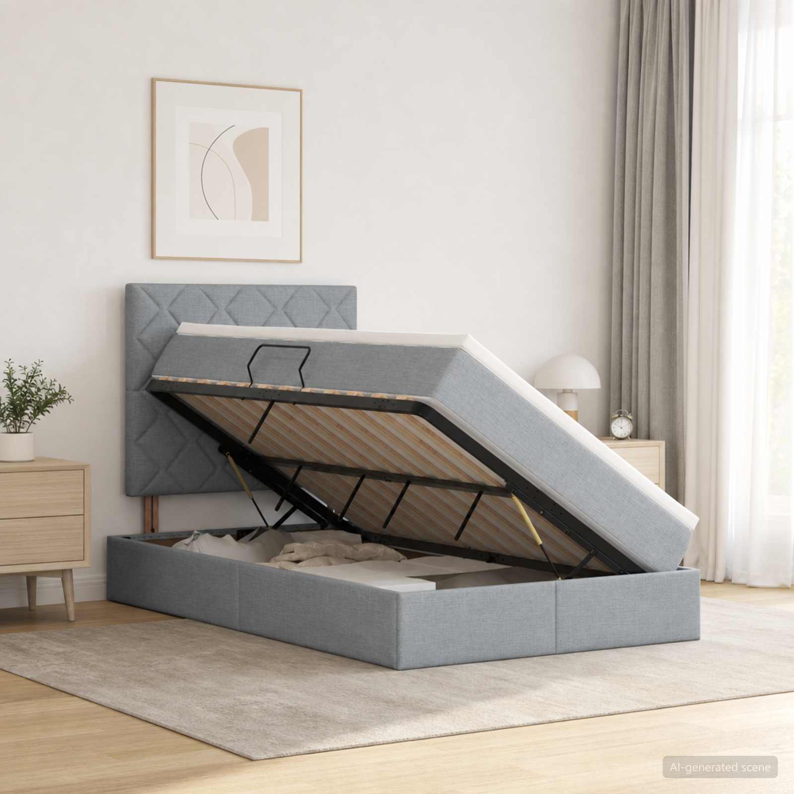 Lit De Rangement Led Avec Matelas Tissu