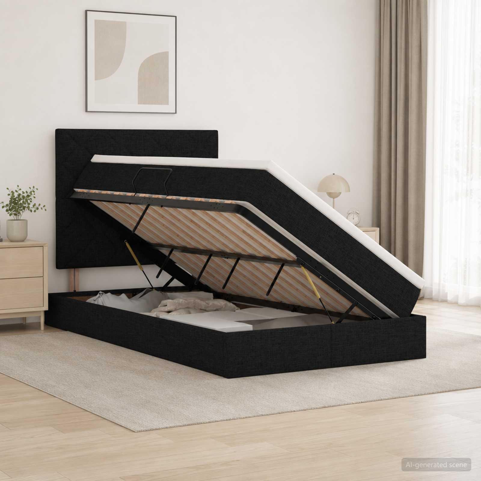 Lit De Rangement Led Avec Matelas Tissu