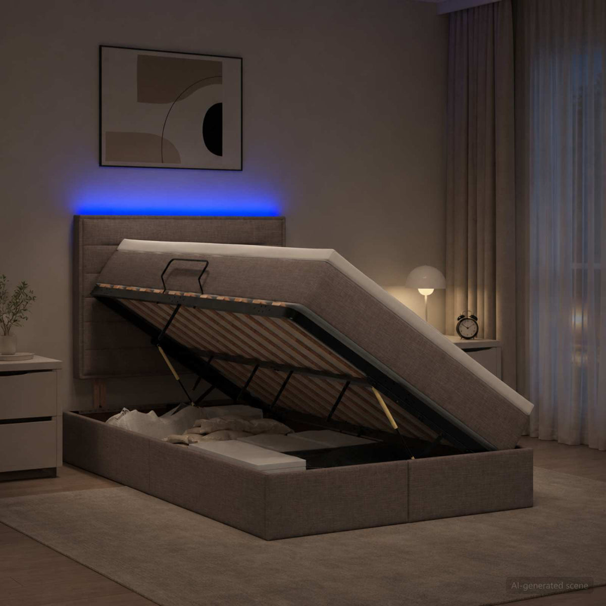 Lit De Rangement Led Avec Matelas Tissu