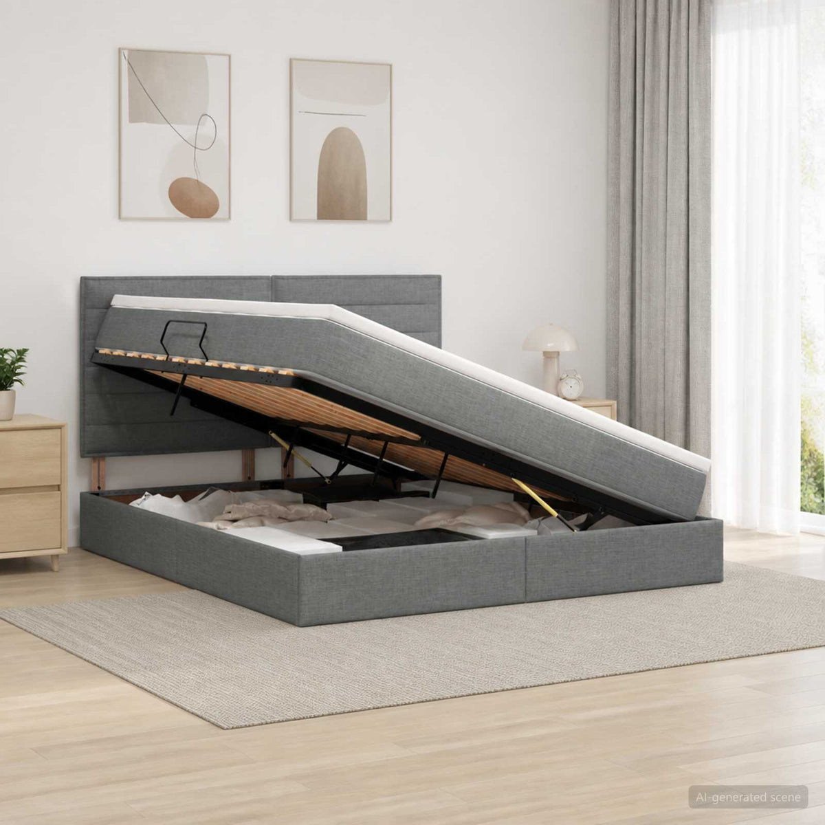 Lit De Rangement Led Avec Matelas Tissu