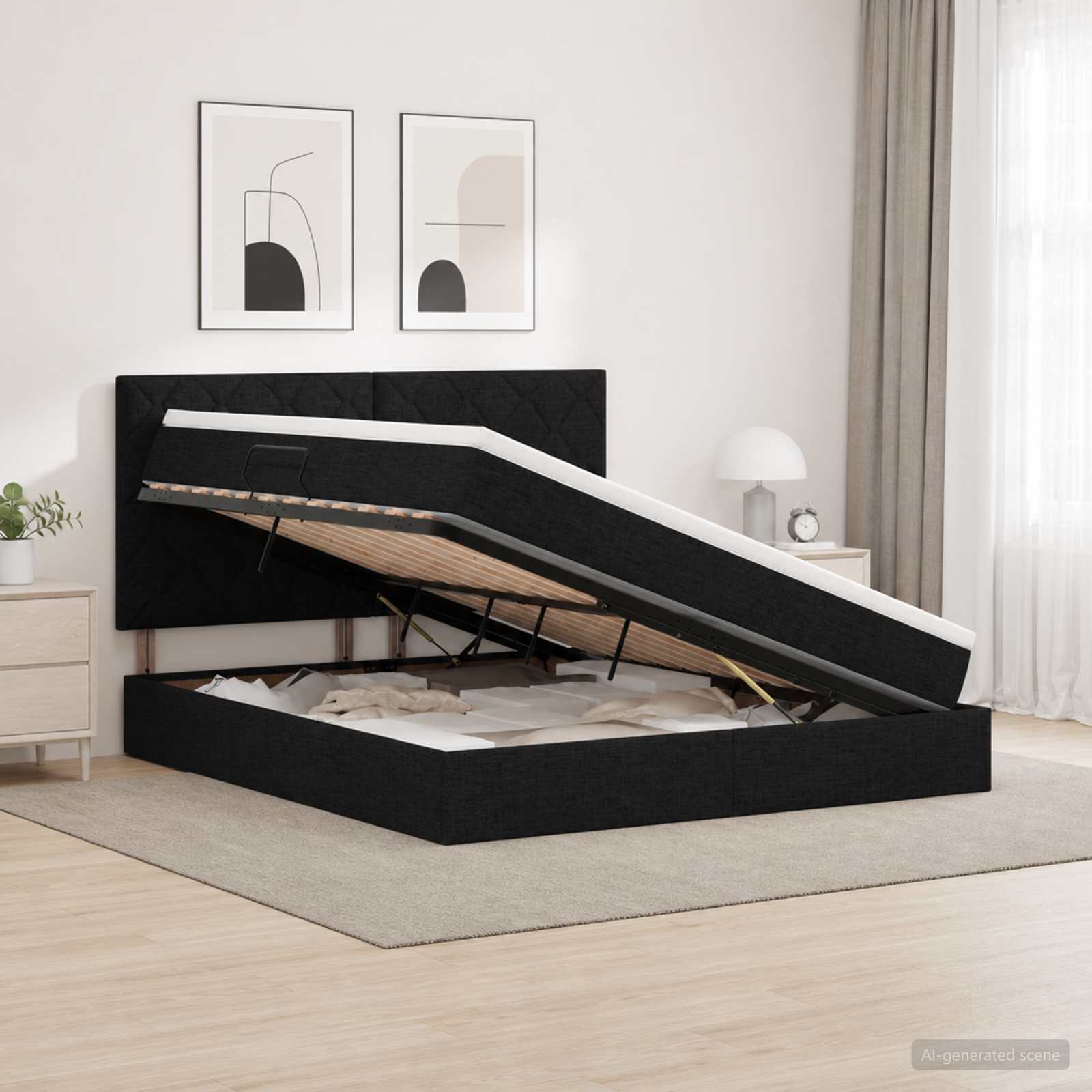 Lit De Rangement Led Avec Matelas Tissu