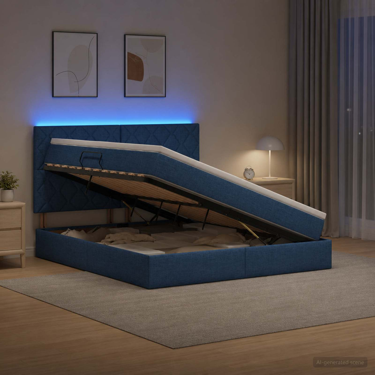 Lit De Rangement Led Avec Matelas Tissu