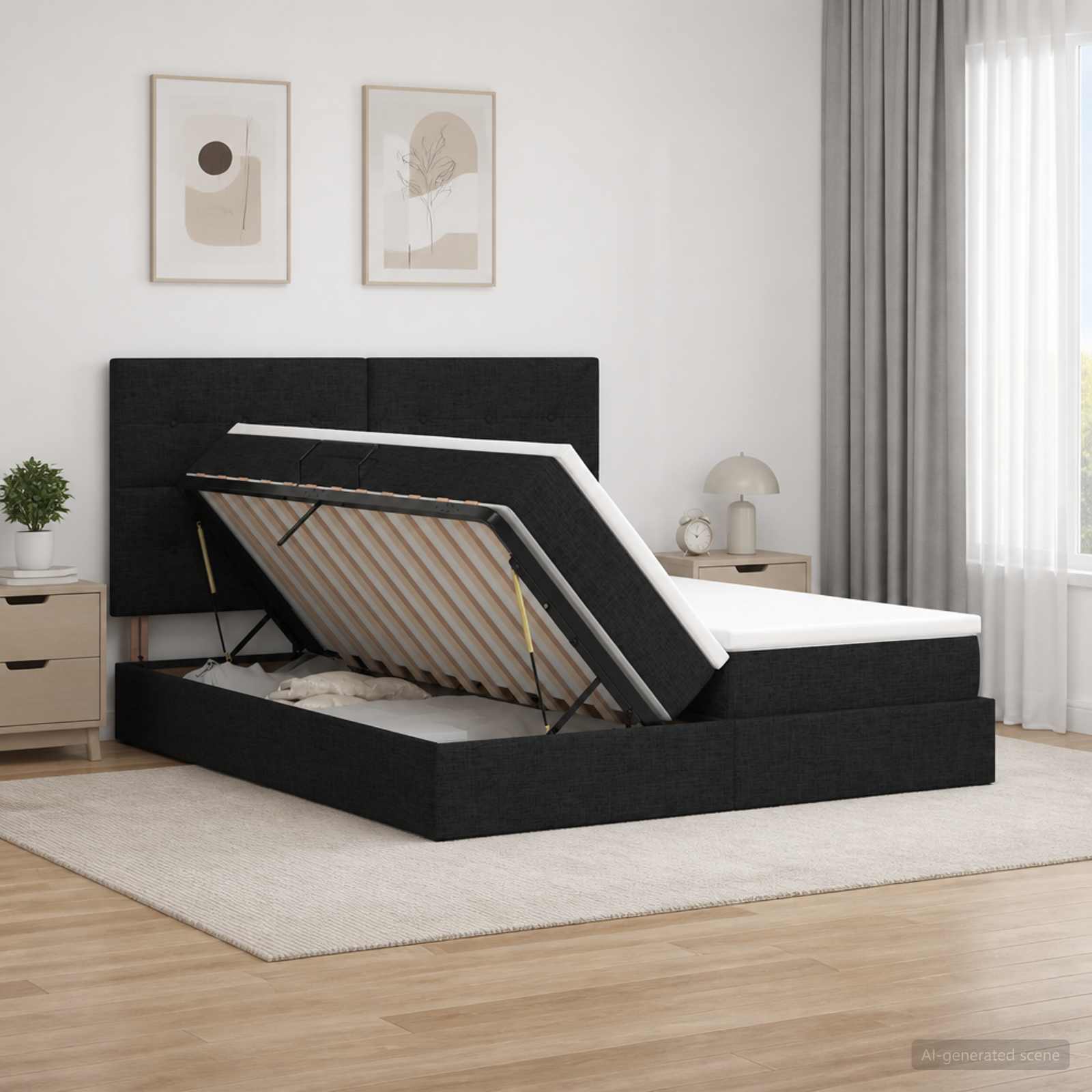 Lit De Rangement Led Avec Matelas Tissu