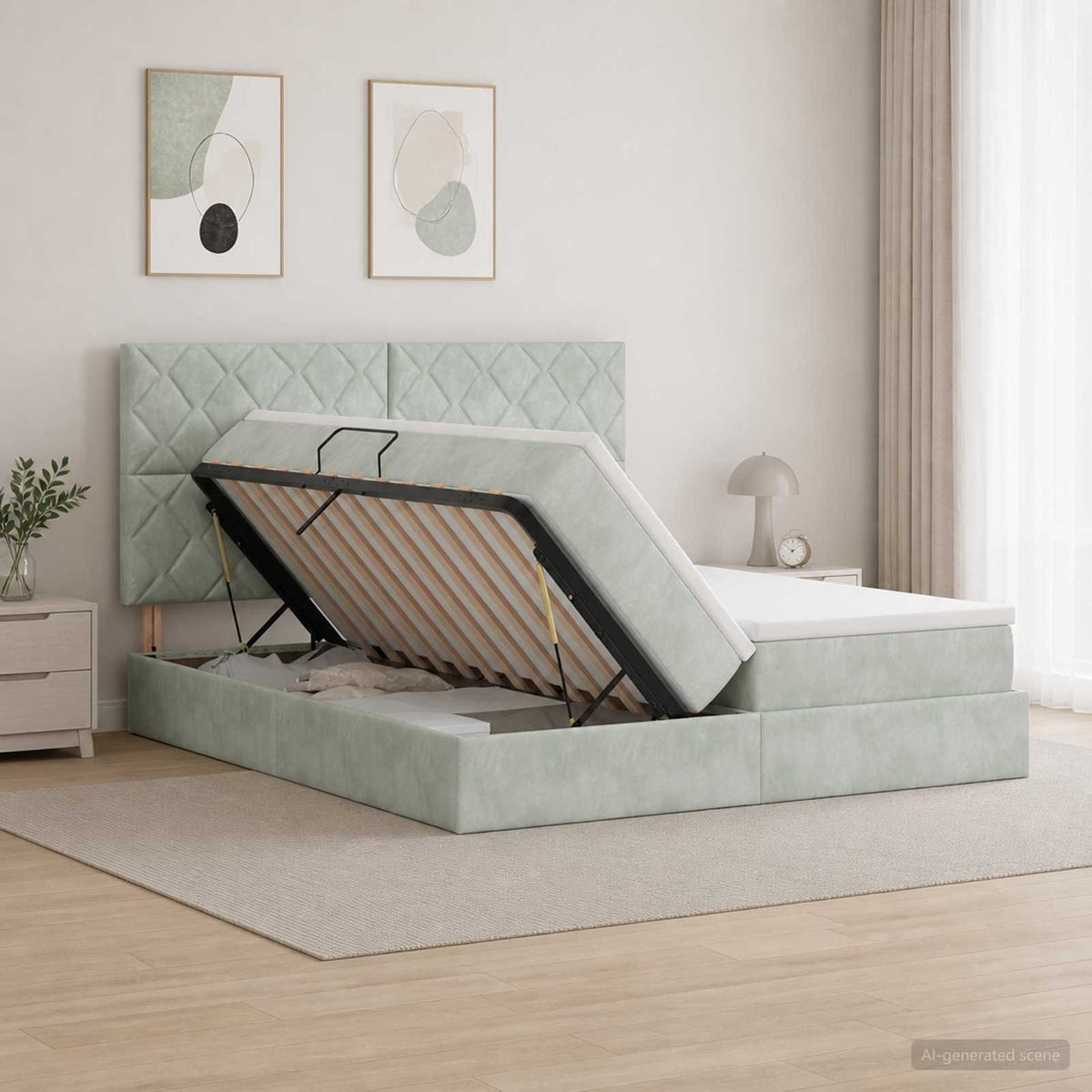 Lit De Rangement Avec Stockage Velours
