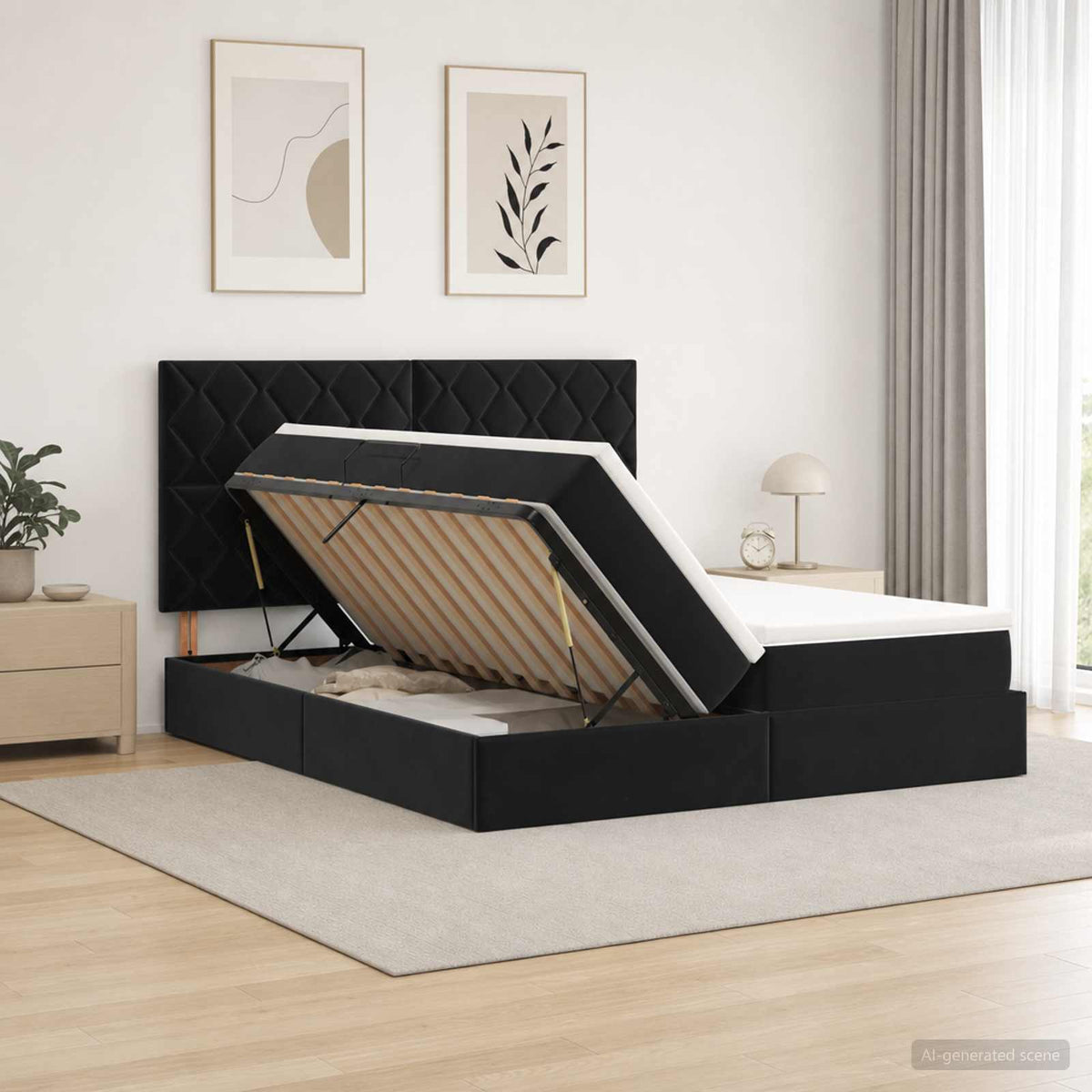 Lit De Rangement Avec Stockage Velours