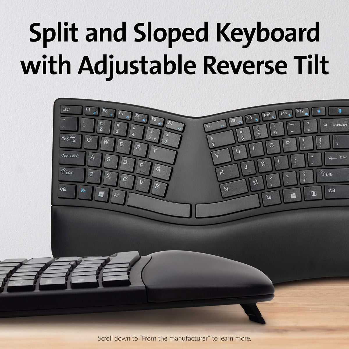Kensington Clavier sans fil ergonomique Pro Fit, disposition espagnole, double mode 2,4 GHz et Bluetooth (K75401ES)