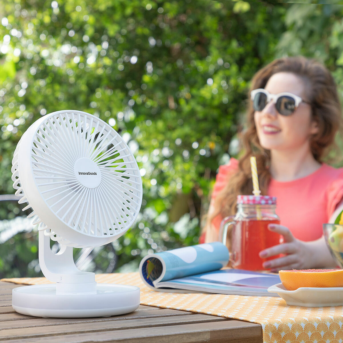 InnovaGoods Fandle Ventilateur Rechargeable Pliable 3 en 1 7200 mAh