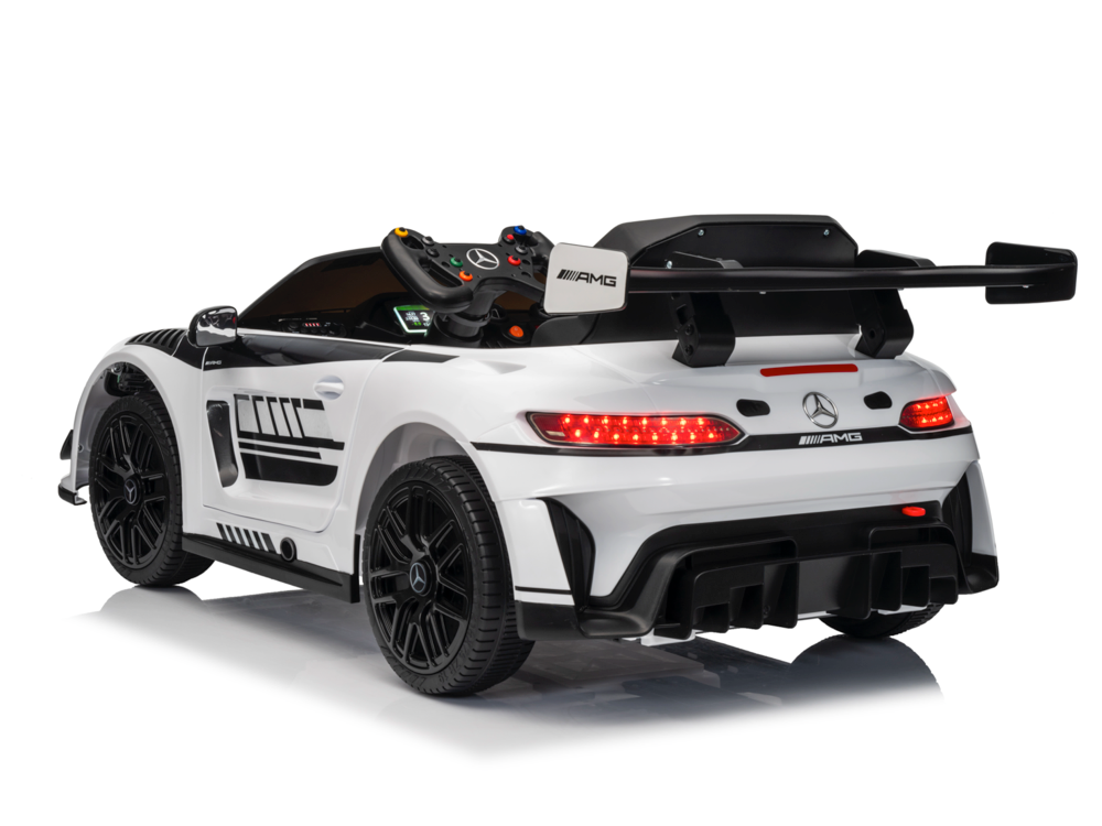 Voiture Électrique Pour Enfants Mercedes-Benz Gt3 Amg 12 Volts Avec Pneus En Caoutchouc, Siège En Cuir Et Plus Encore !
