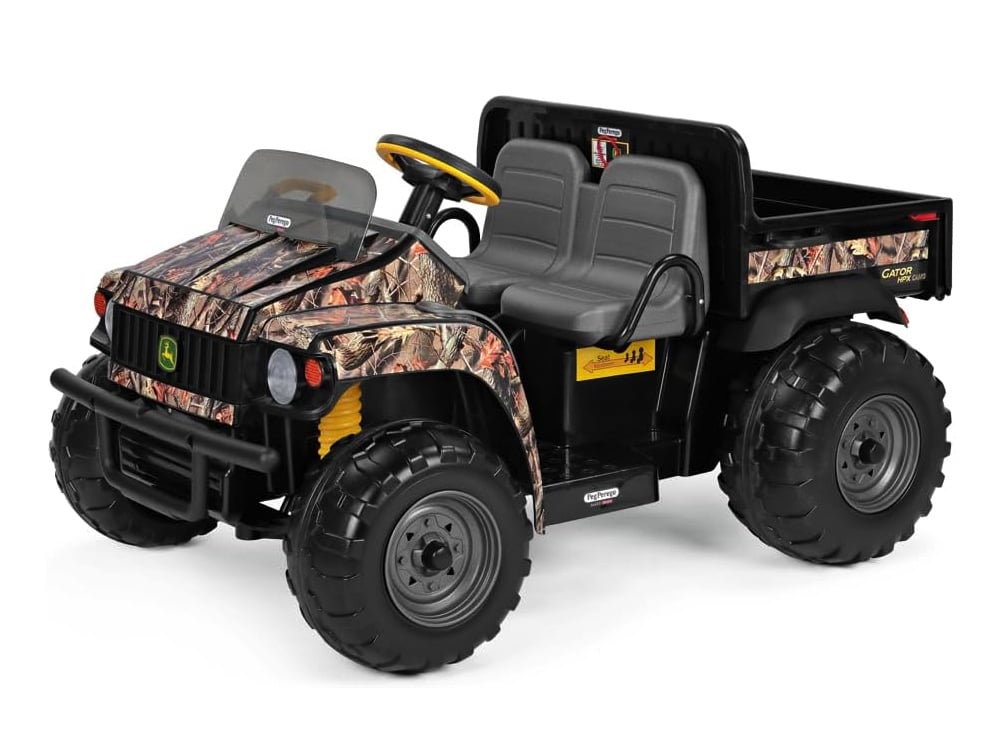 Tracteur Électrique Pour Enfants John Deere 12 Volts Avec Bras De Pelle Fonctionnel Et Benne Basculante.