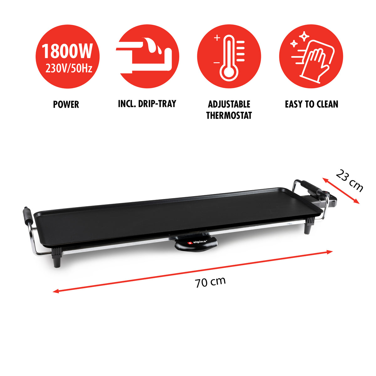 Grill Teppanyaki 1800W 70X23Cm