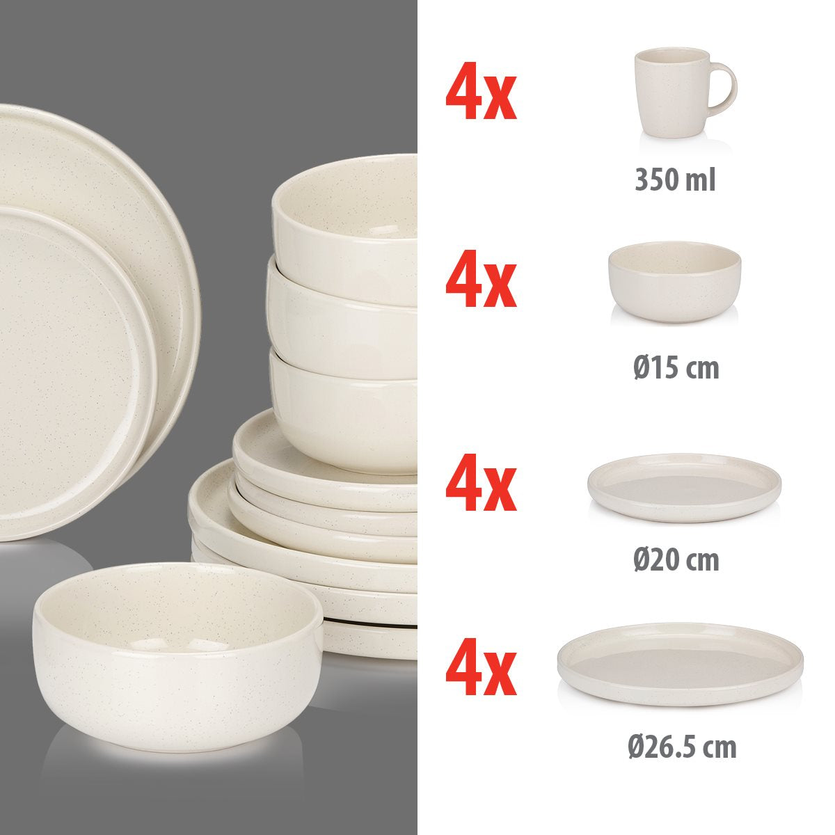 Dinner Set Cream 16Pcs