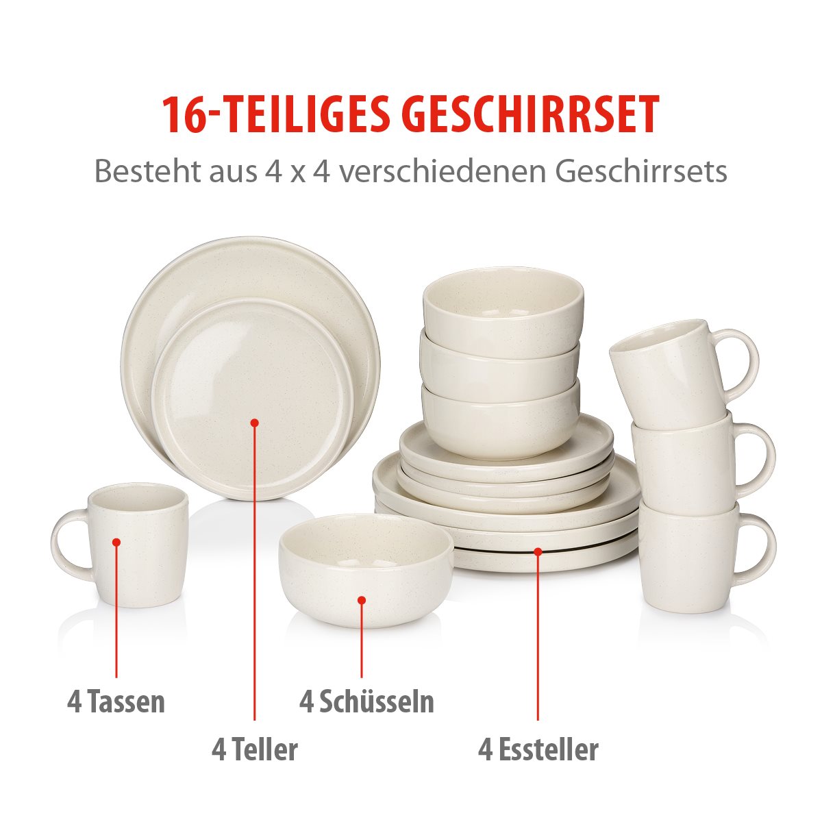 Dinner Set Cream 16Pcs