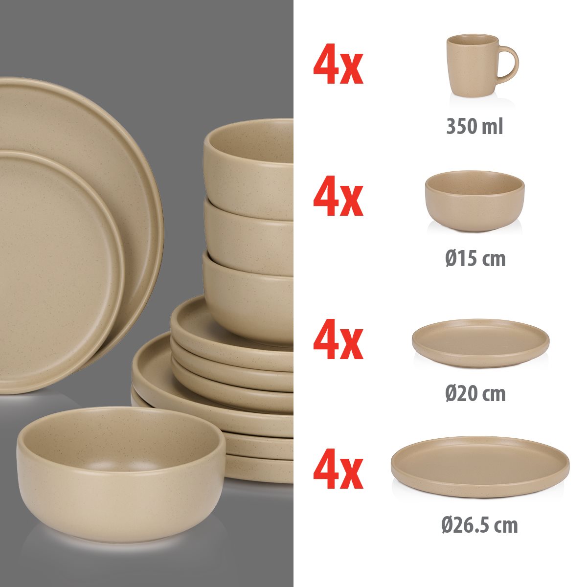 Dinner Set Sand 16Pcs