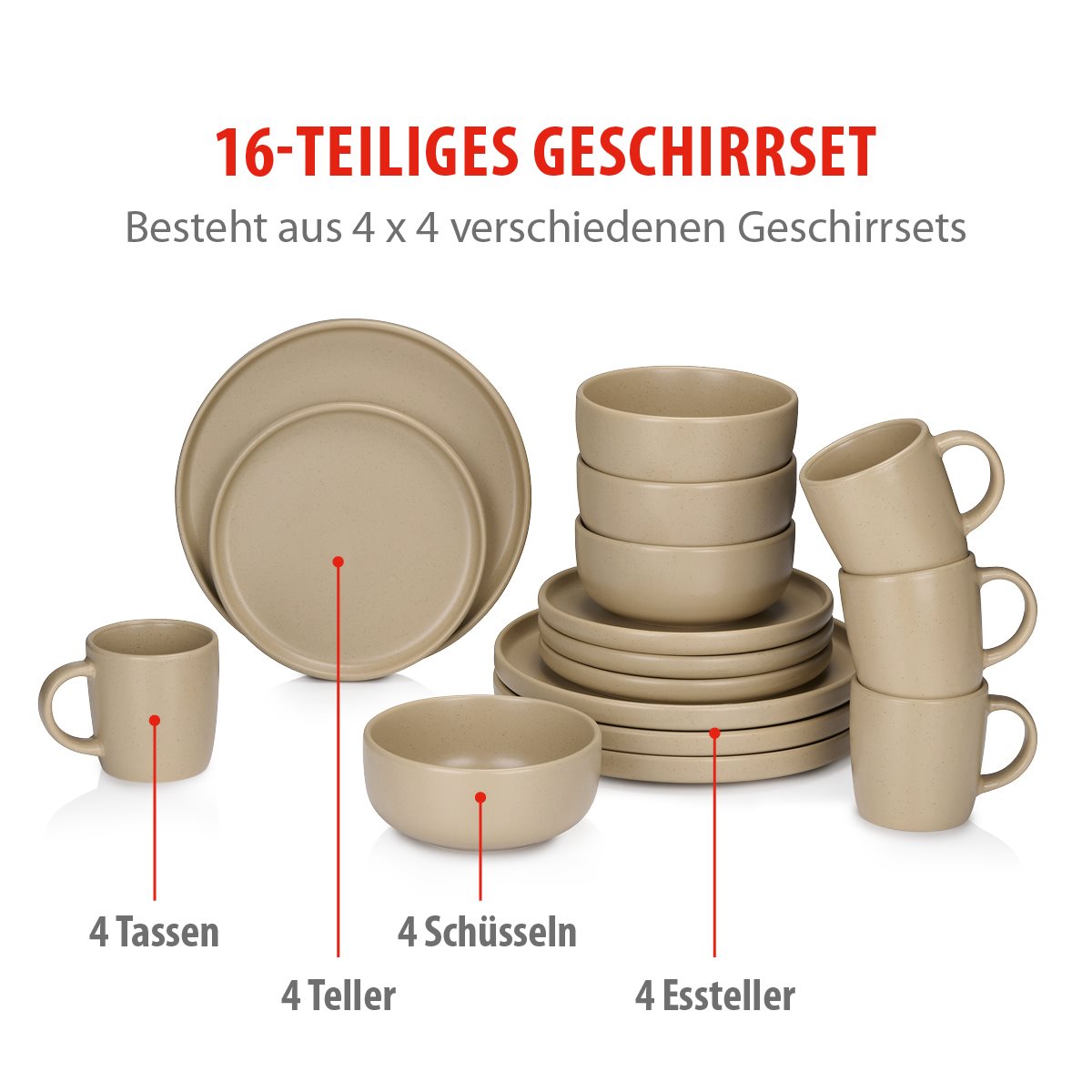 Dinner Set Sand 16Pcs