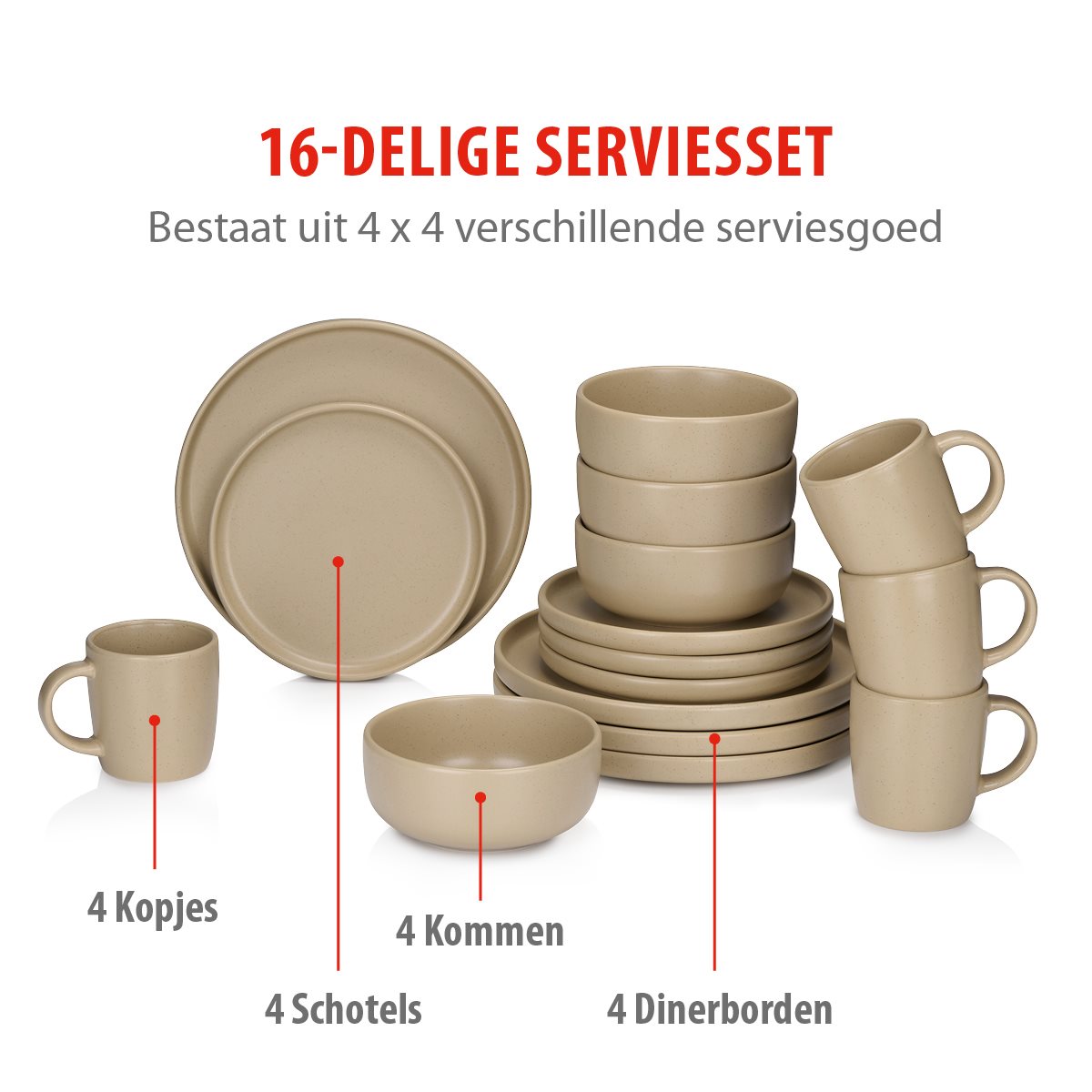 Dinner Set Sand 16Pcs