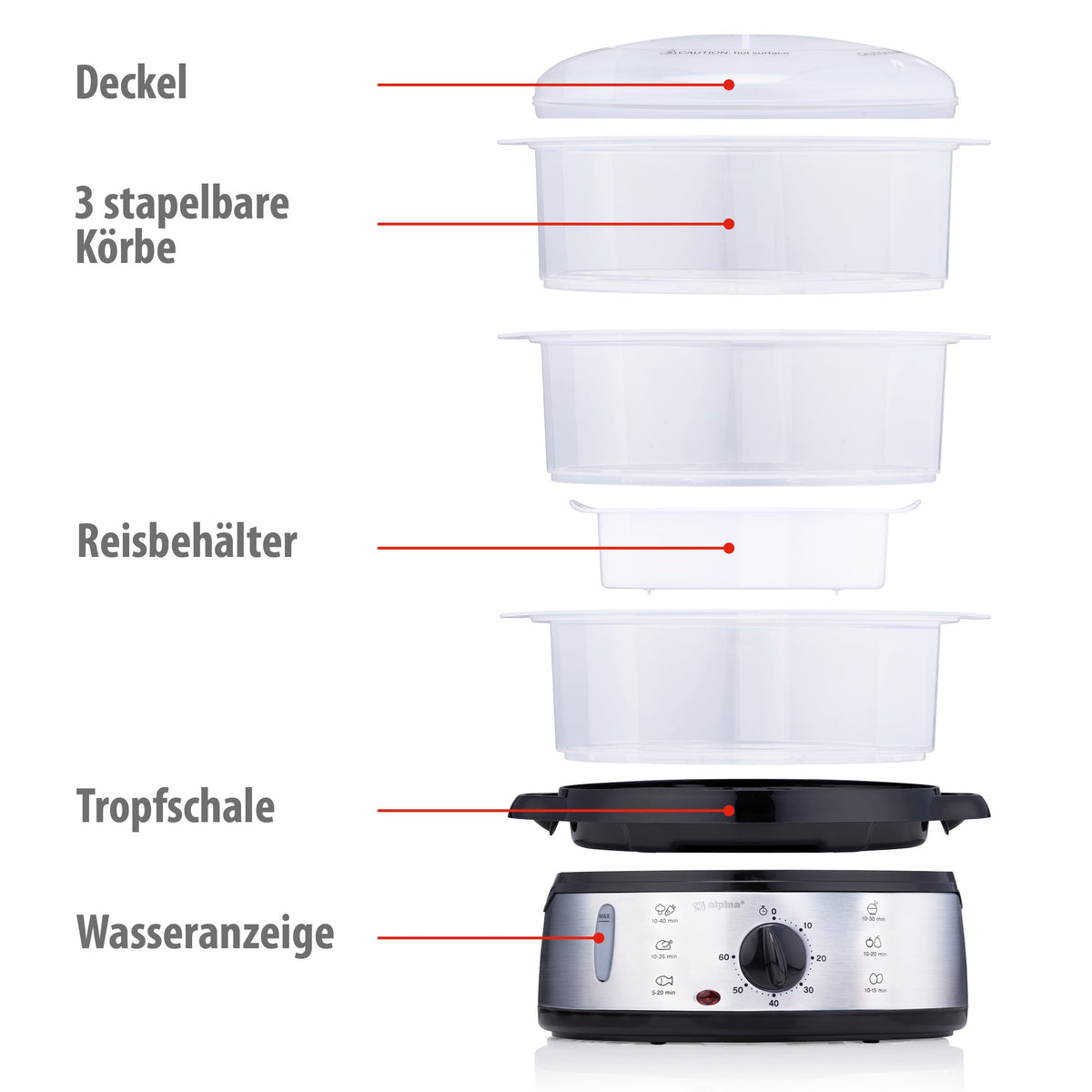 Food Steamer 230V 800W 9L