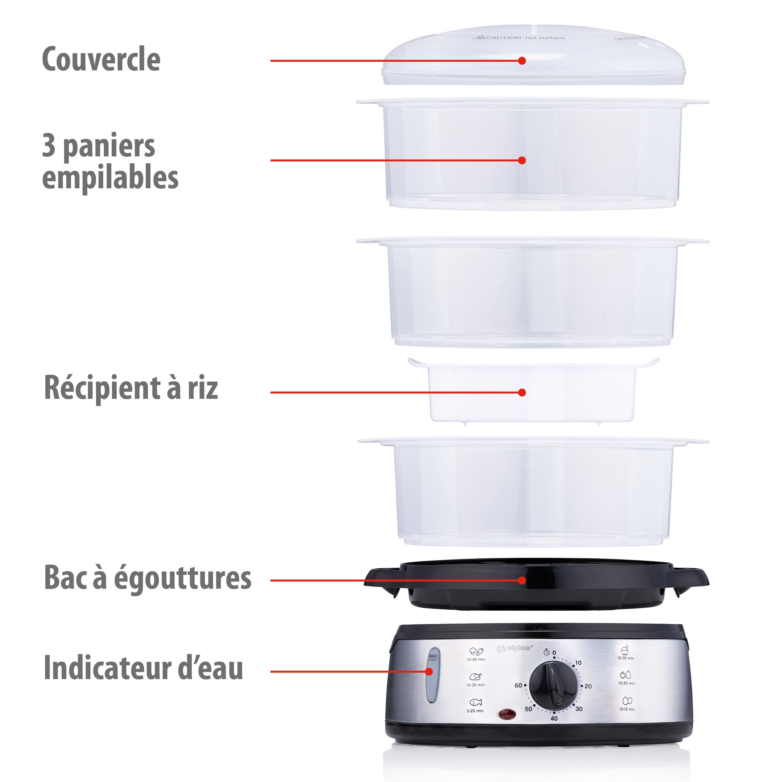 Food Steamer 230V 800W 9L