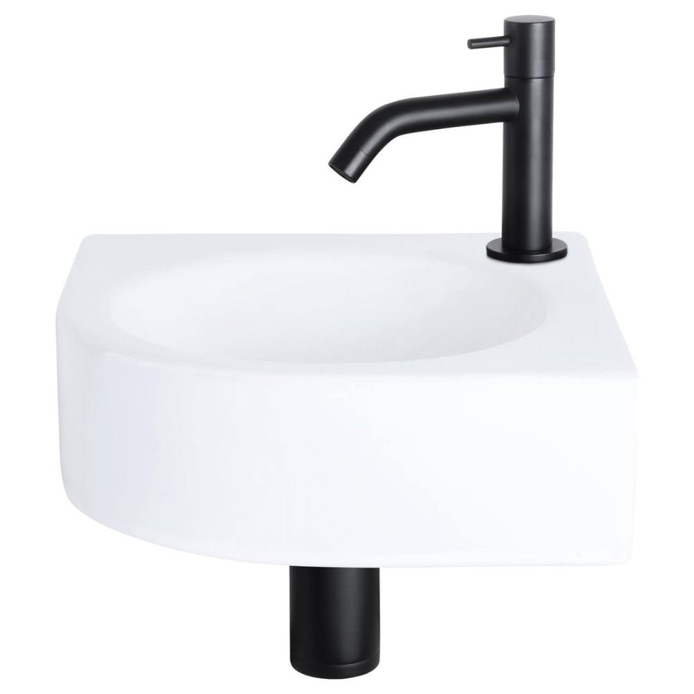 Fonteinset Keramiek Kraan Gebogen Mat Zwart 30 X 30 X 10 Cm